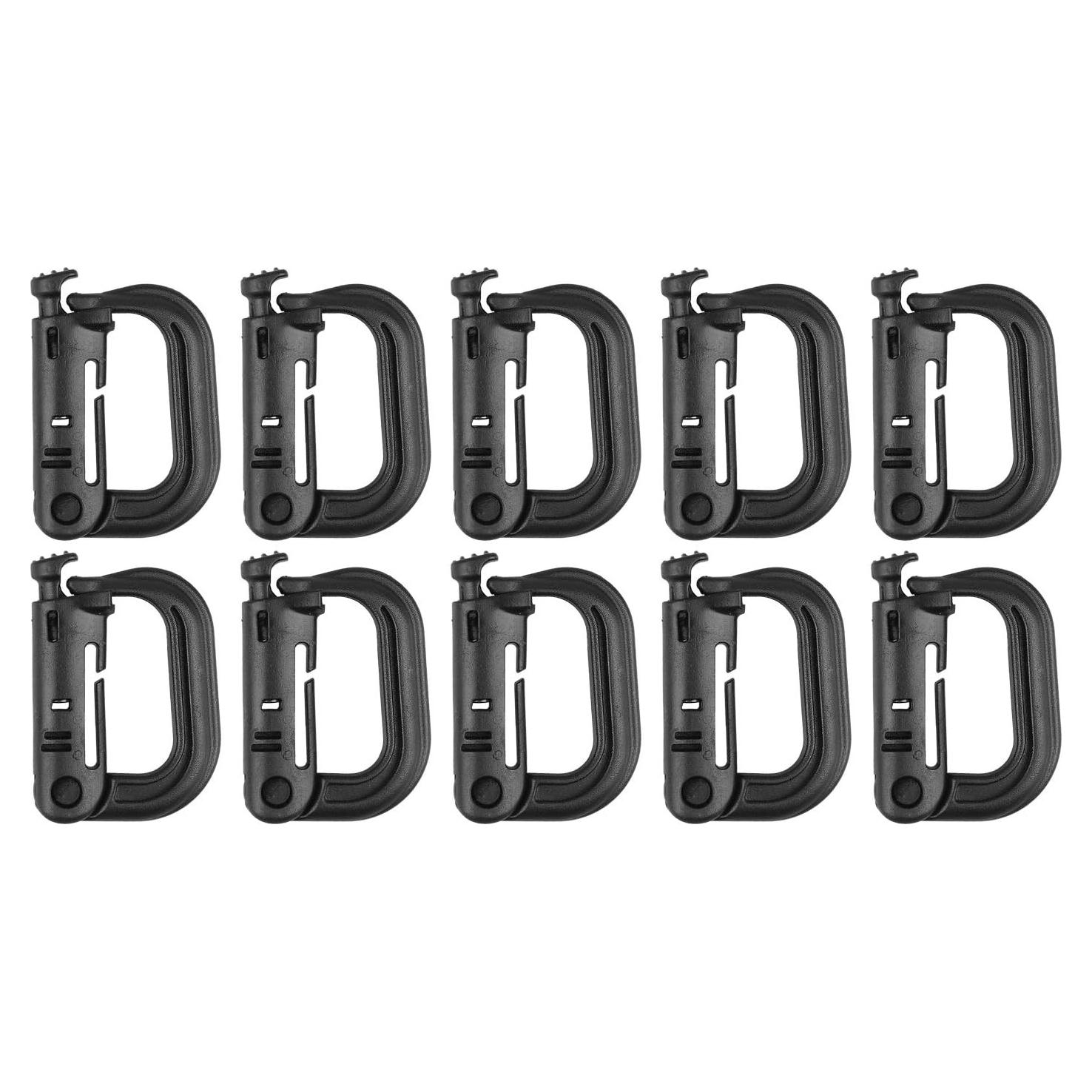 Gancho Colgante Táctico XTACER D-Ring Negro (Juego de 10)