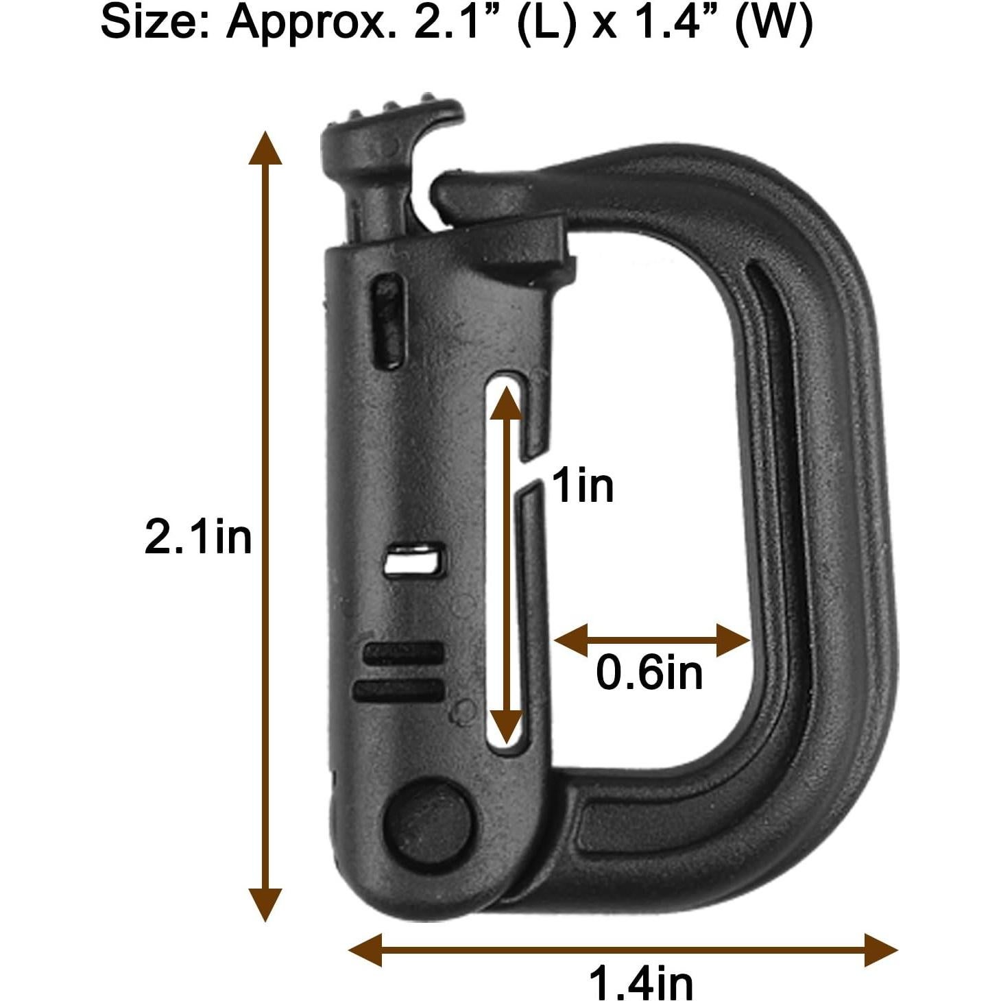 Gancho Colgante Táctico XTACER D-Ring Negro (Juego de 10)
