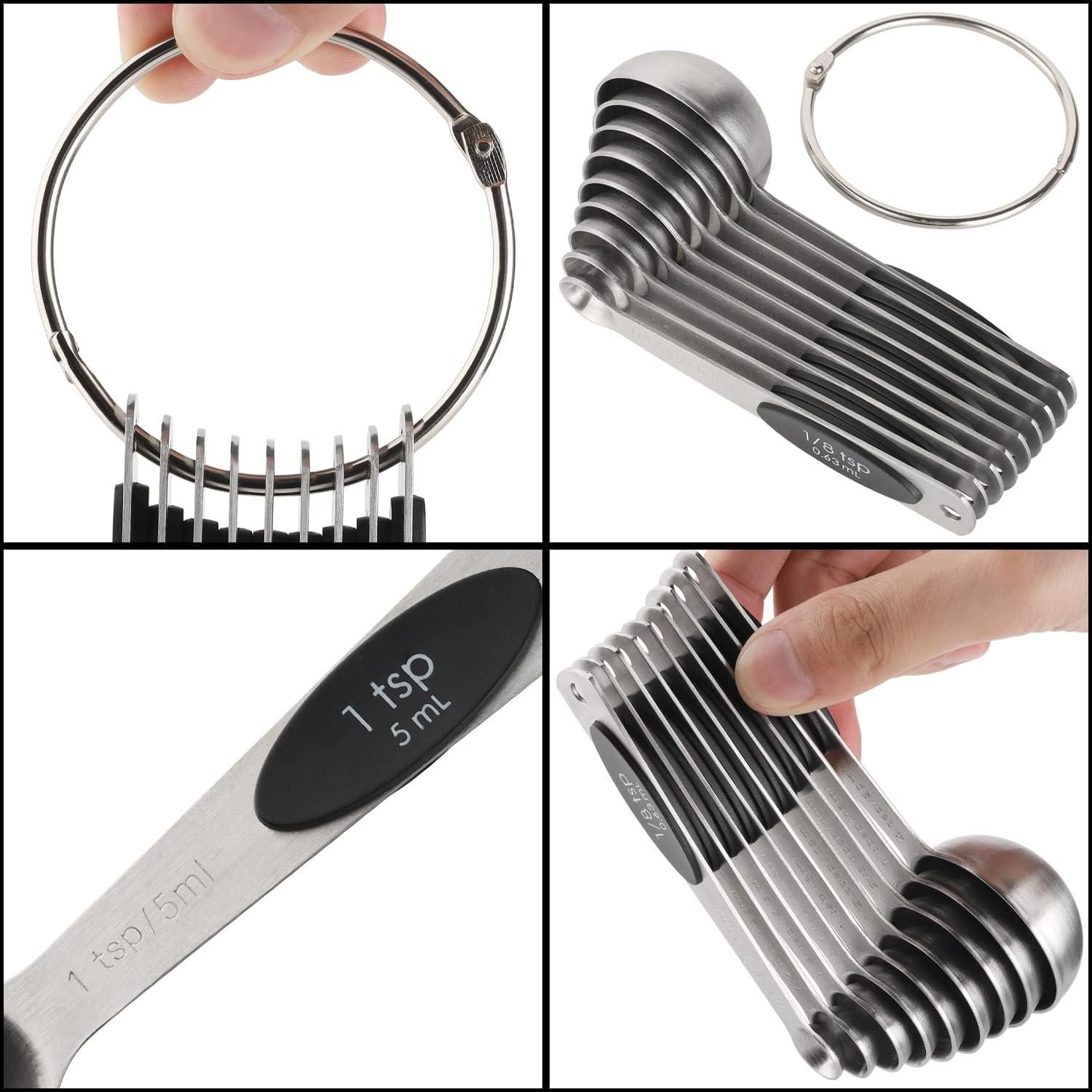 Juego de Cucharas Medidoras Magnéticas de Acero Inoxidable 9 Piezas