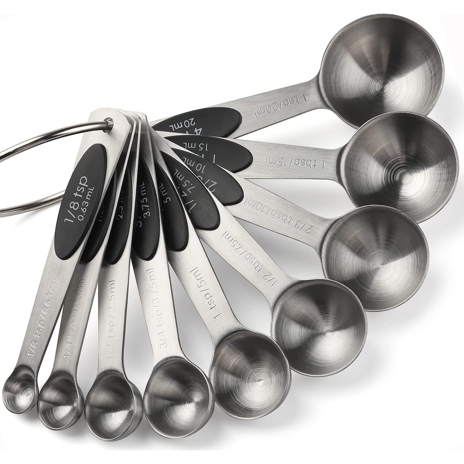 Juego de Cucharas Medidoras Magnéticas de Acero Inoxidable 9 Piezas