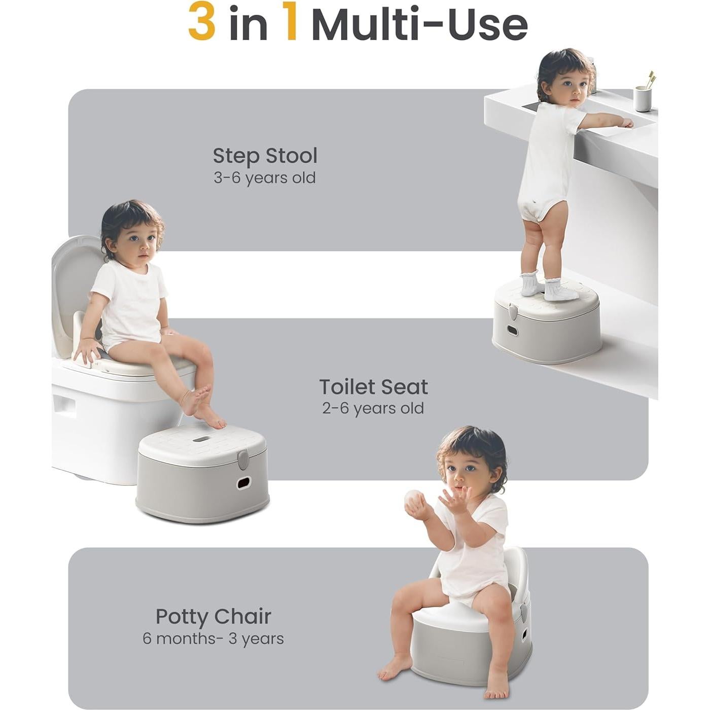 Inodoro de Entrenamiento 3 en 1 Minimiss para Niños Gris