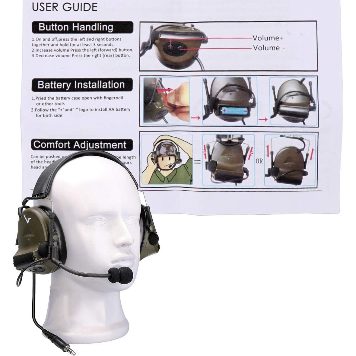 Auriculares Tácticos Retevis EHK007 con Micrófono y Reducción de Ruido