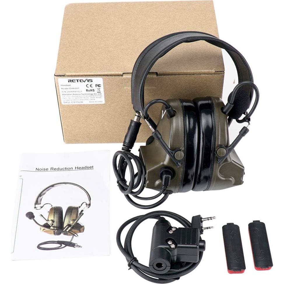 Auriculares Tácticos Retevis EHK007 con Micrófono y Reducción de Ruido