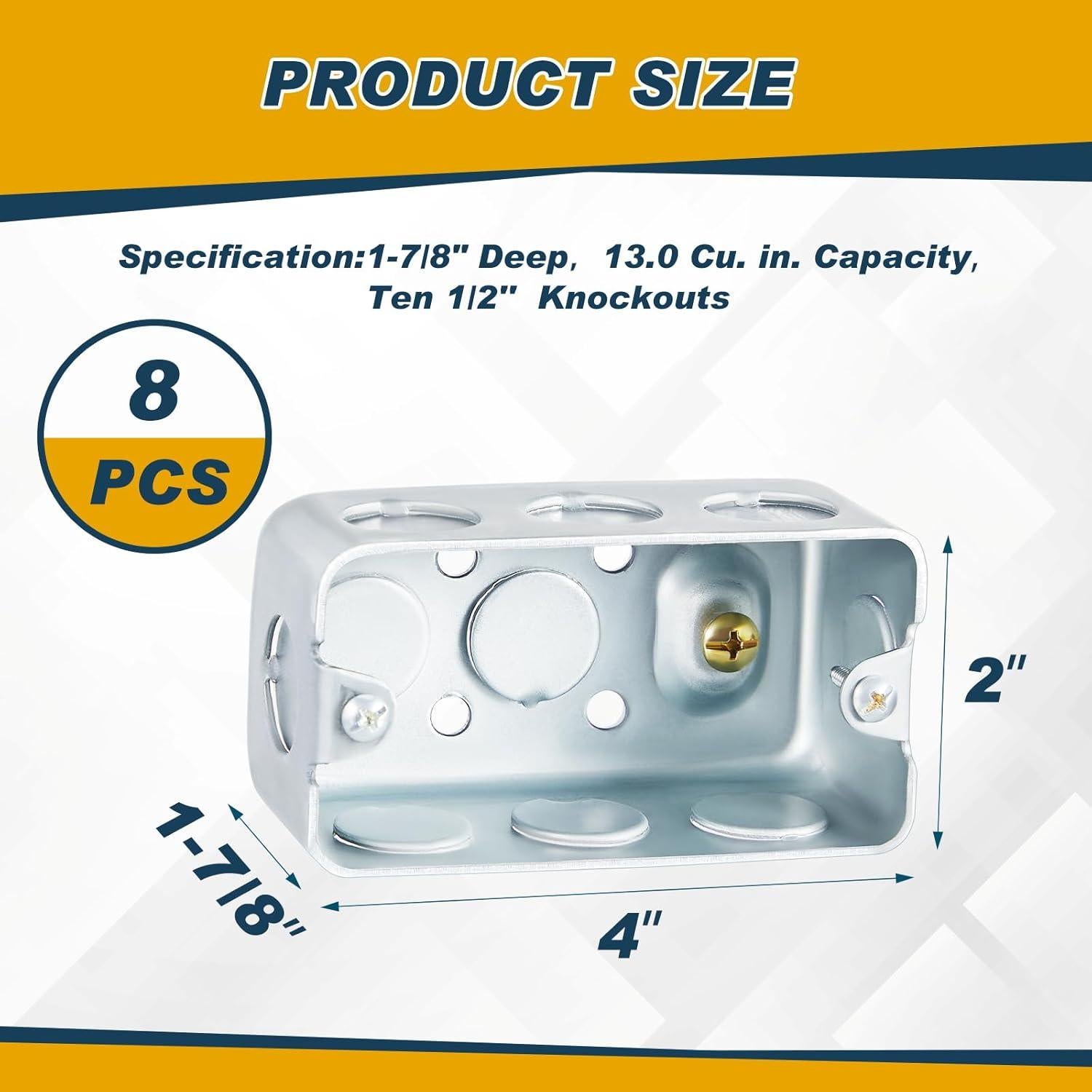 8 Cajas Eléctricas Metálicas Copkim 4x5x4.76 cm Acero Galvanizado