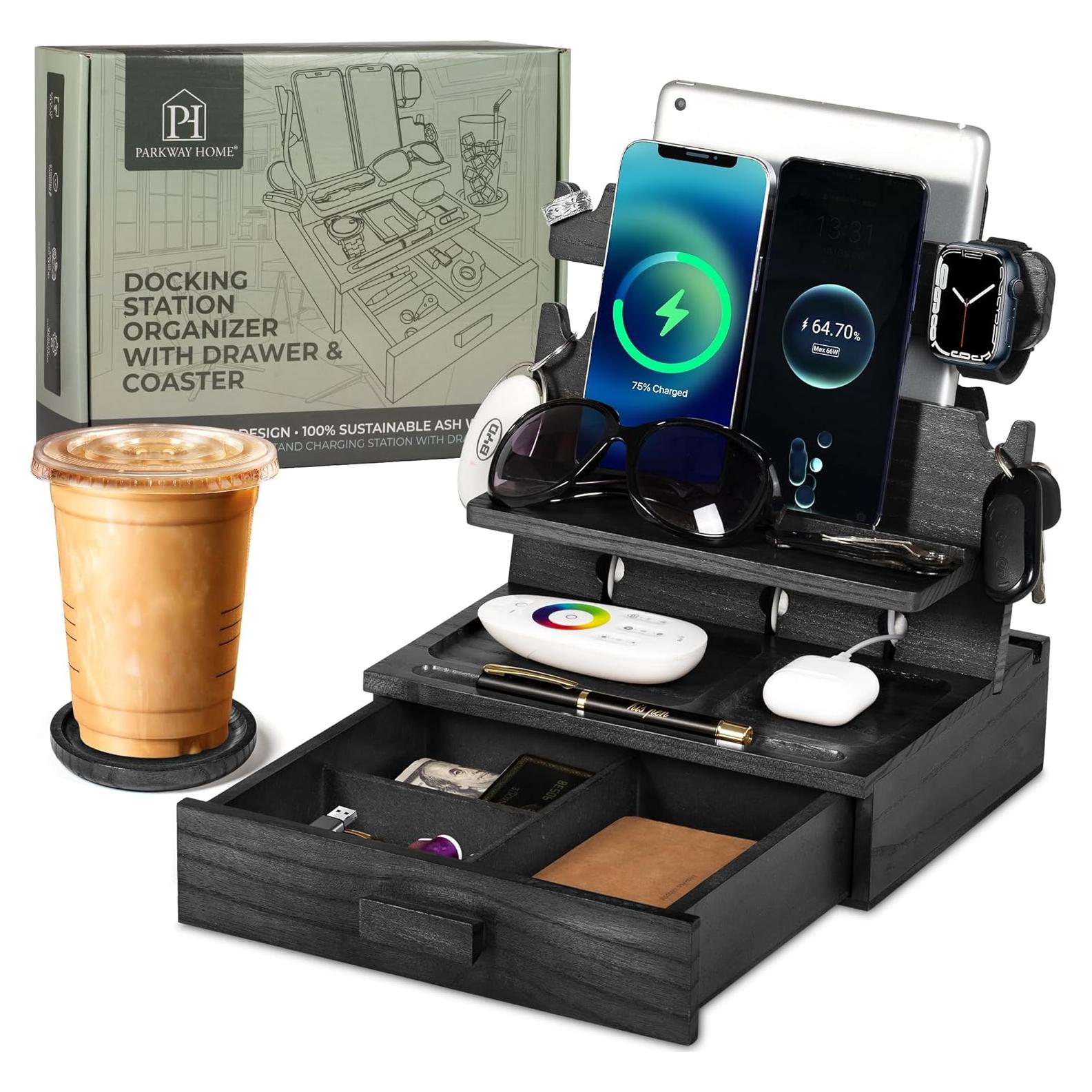 Estación de Acoplamiento de Madera Negra Parkway Home con Cajón