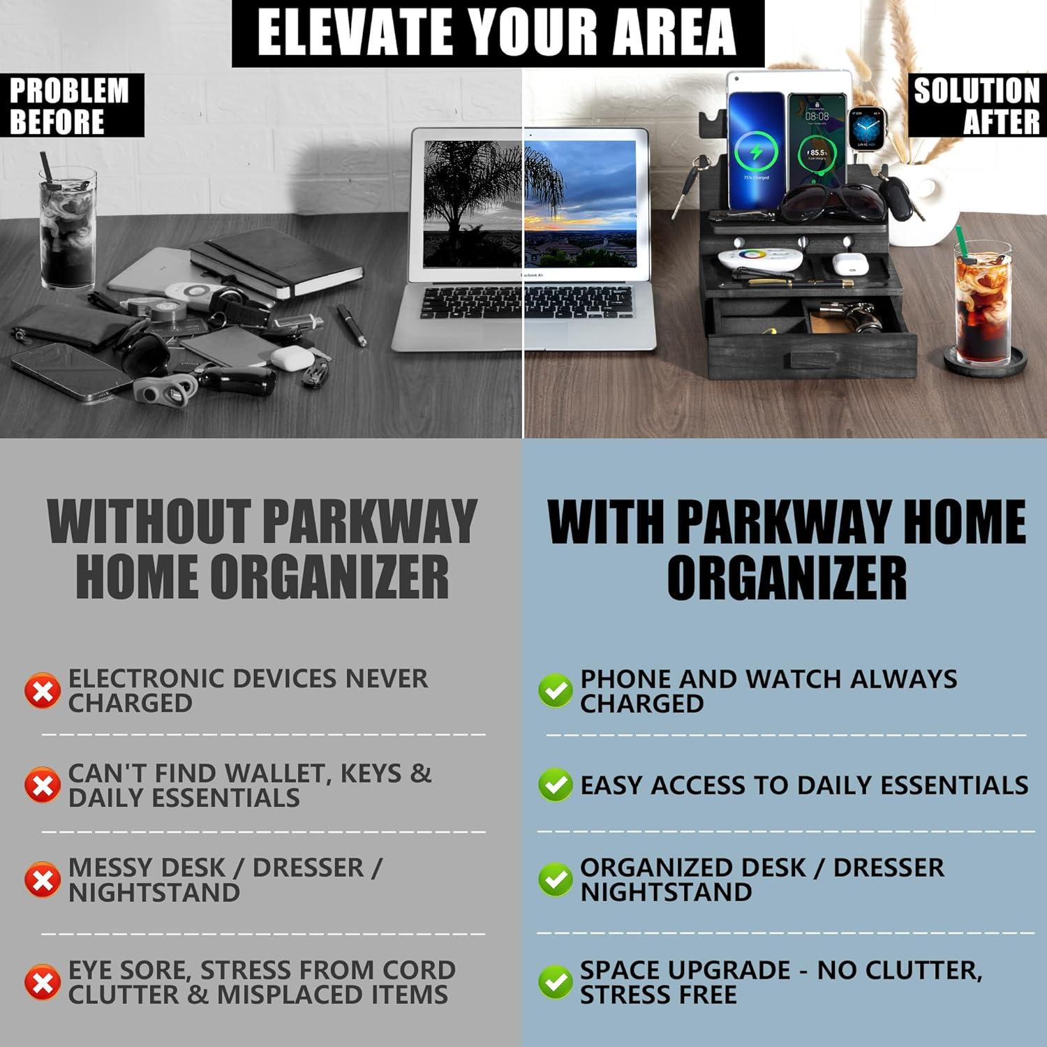 Estación de Acoplamiento de Madera Negra Parkway Home con Cajón