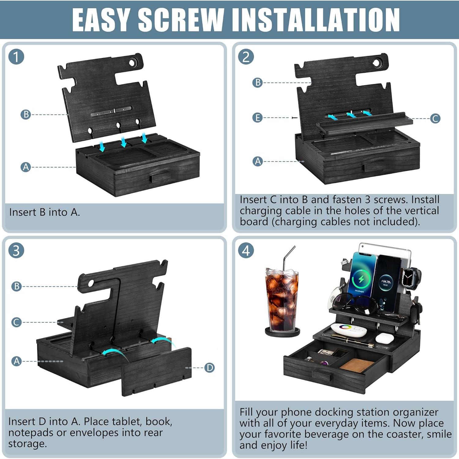 Estación de Acoplamiento de Madera Negra Parkway Home con Cajón
