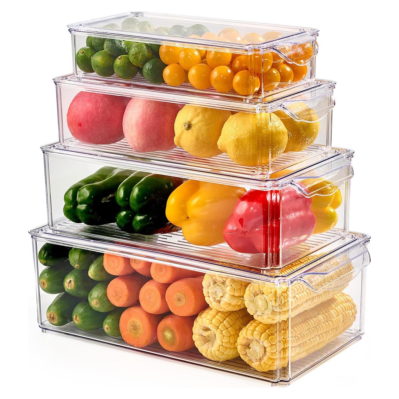 Organizadores de Refrigerador Luckore 4 Piezas Apilables 6.3L