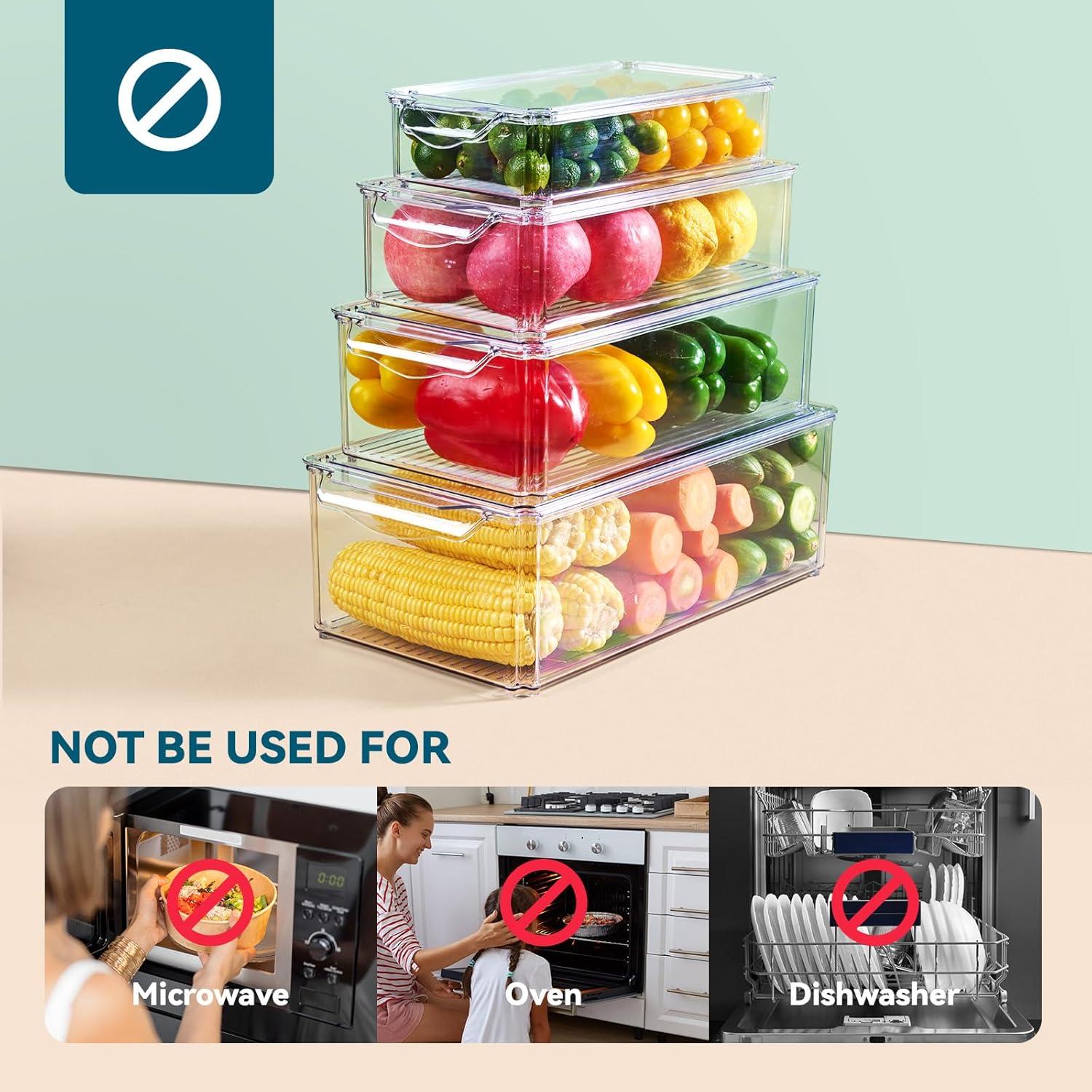 Organizadores de Refrigerador Luckore 4 Piezas Apilables 6.3L