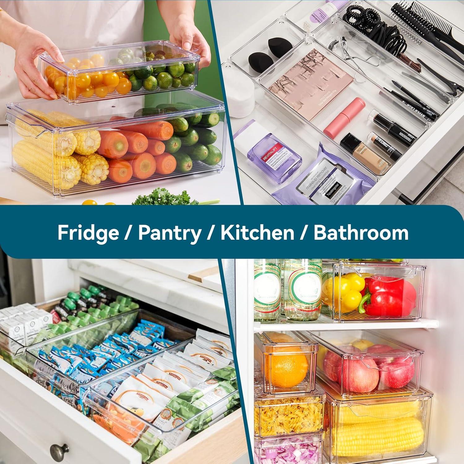 Organizadores de Refrigerador Luckore 4 Piezas Apilables 6.3L