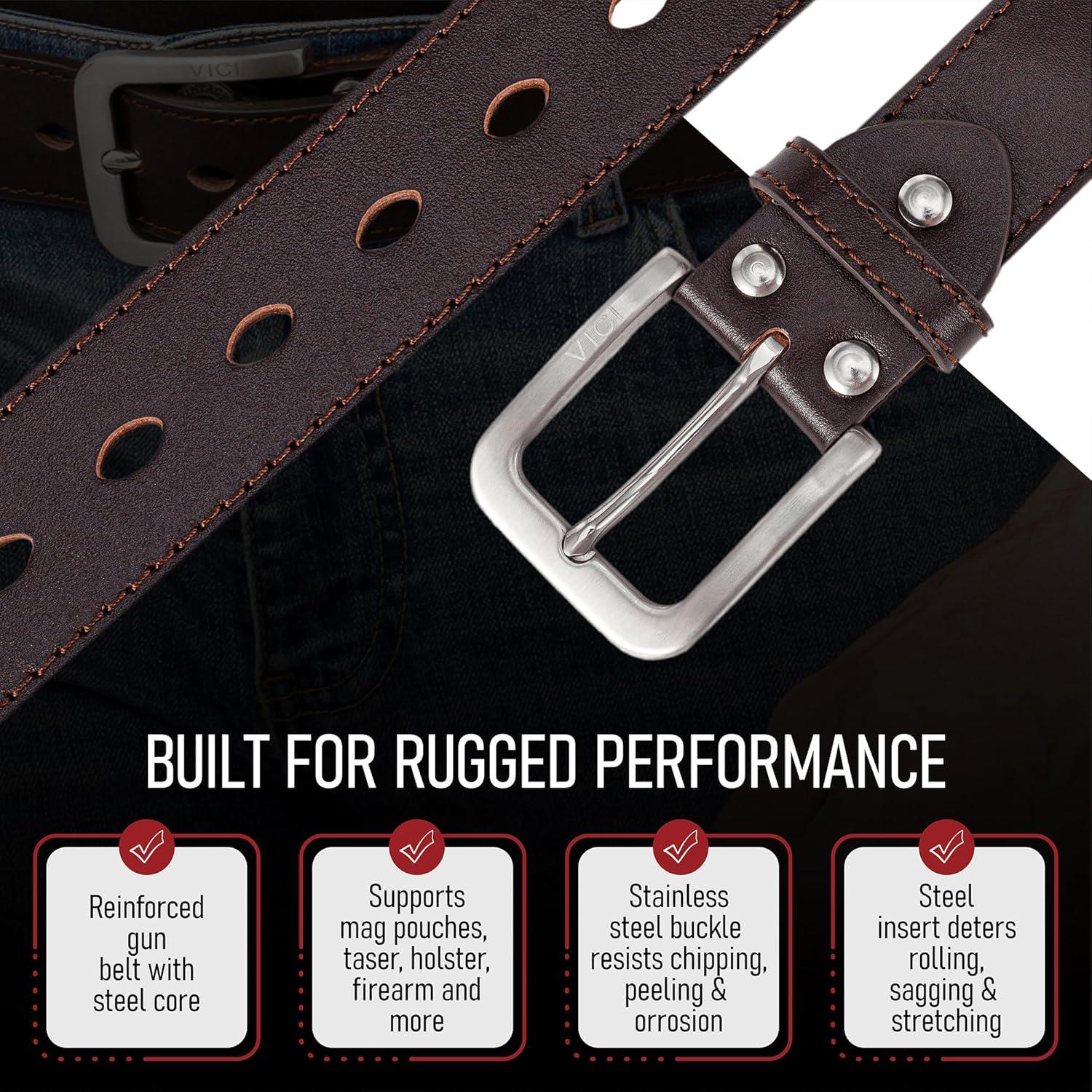 Cinturón de Cuero Genuino con Hebilla de Acero 3.81 cm