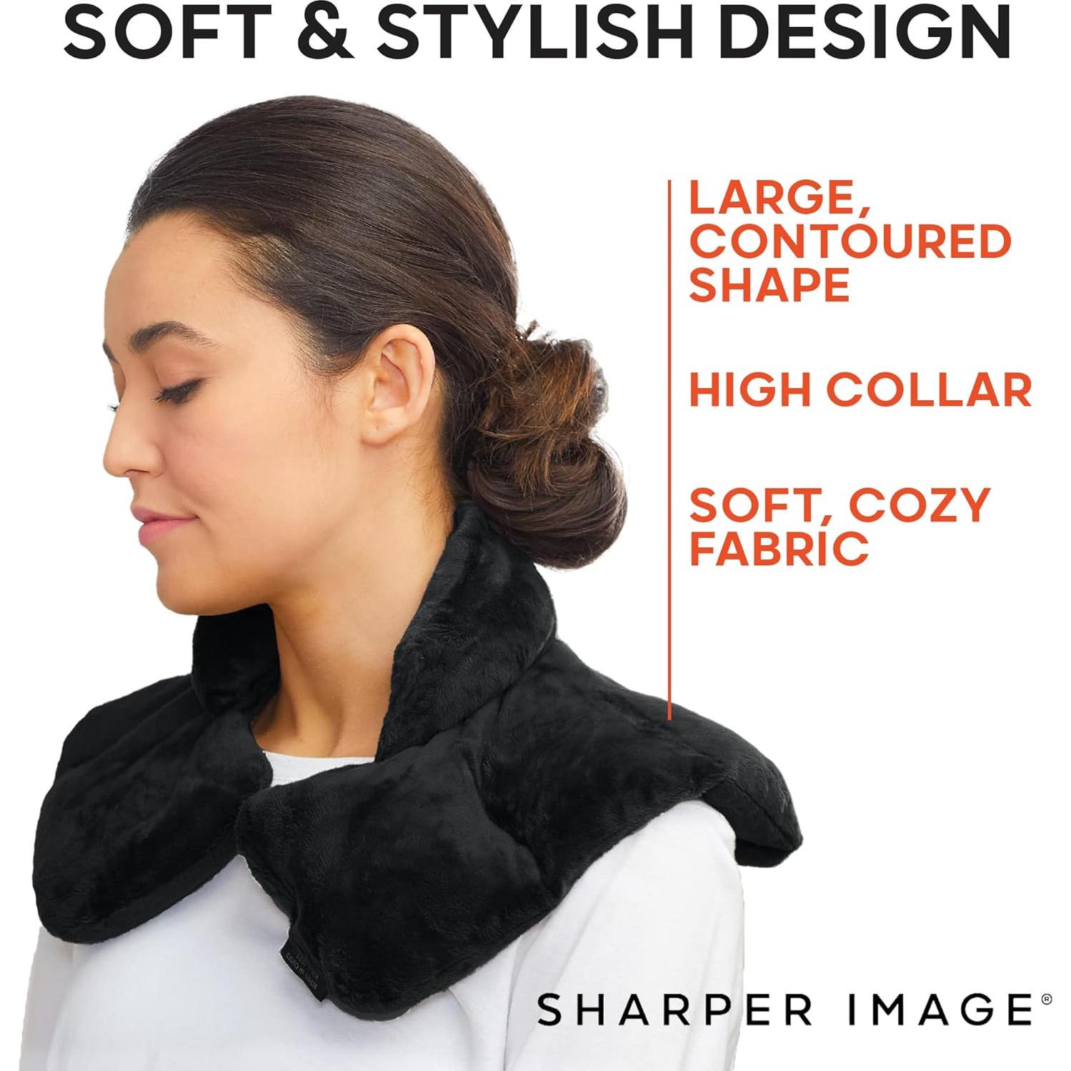 Sharper Image Heated Neck & Shoulder Wrap - Microwavable Warm & Cooling Plush Pad, Scented Aromatherapy (100% Natural Lavender & Herb Spa Blend), Pain Tension Headache Relief Therapy, Gift for Women