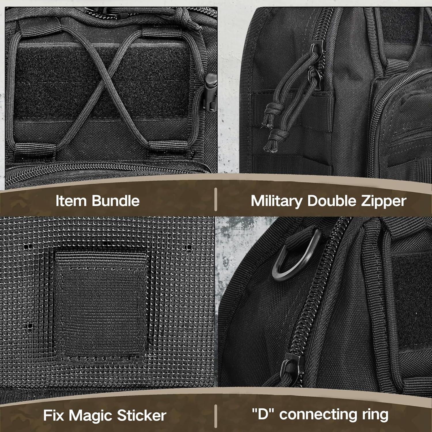 Bolsa de Hombro Táctica LBlanco para Hombres 10L Negra