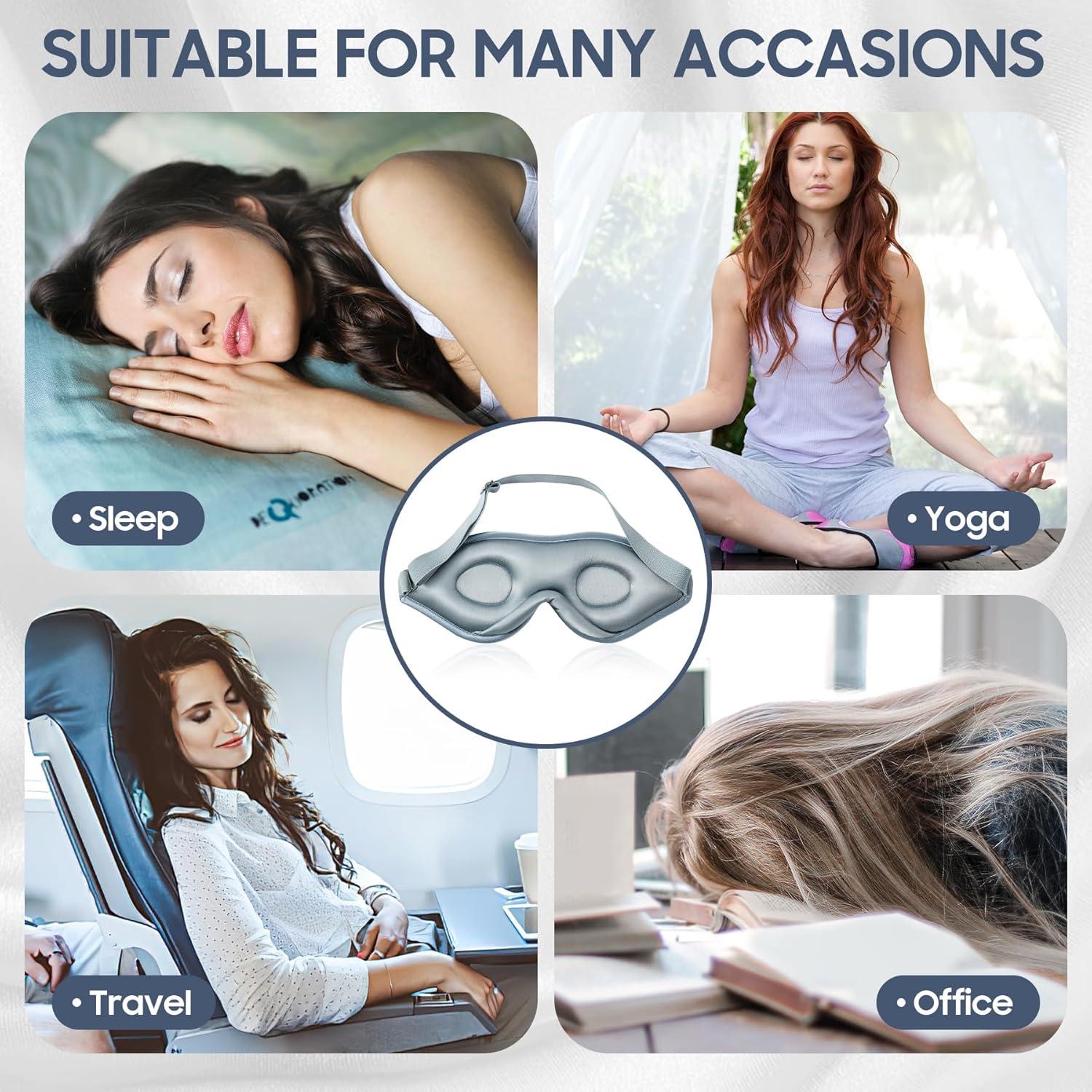 Máscara de Sueño de Seda ZOESMIEN Azul Brumoso 100% Morera