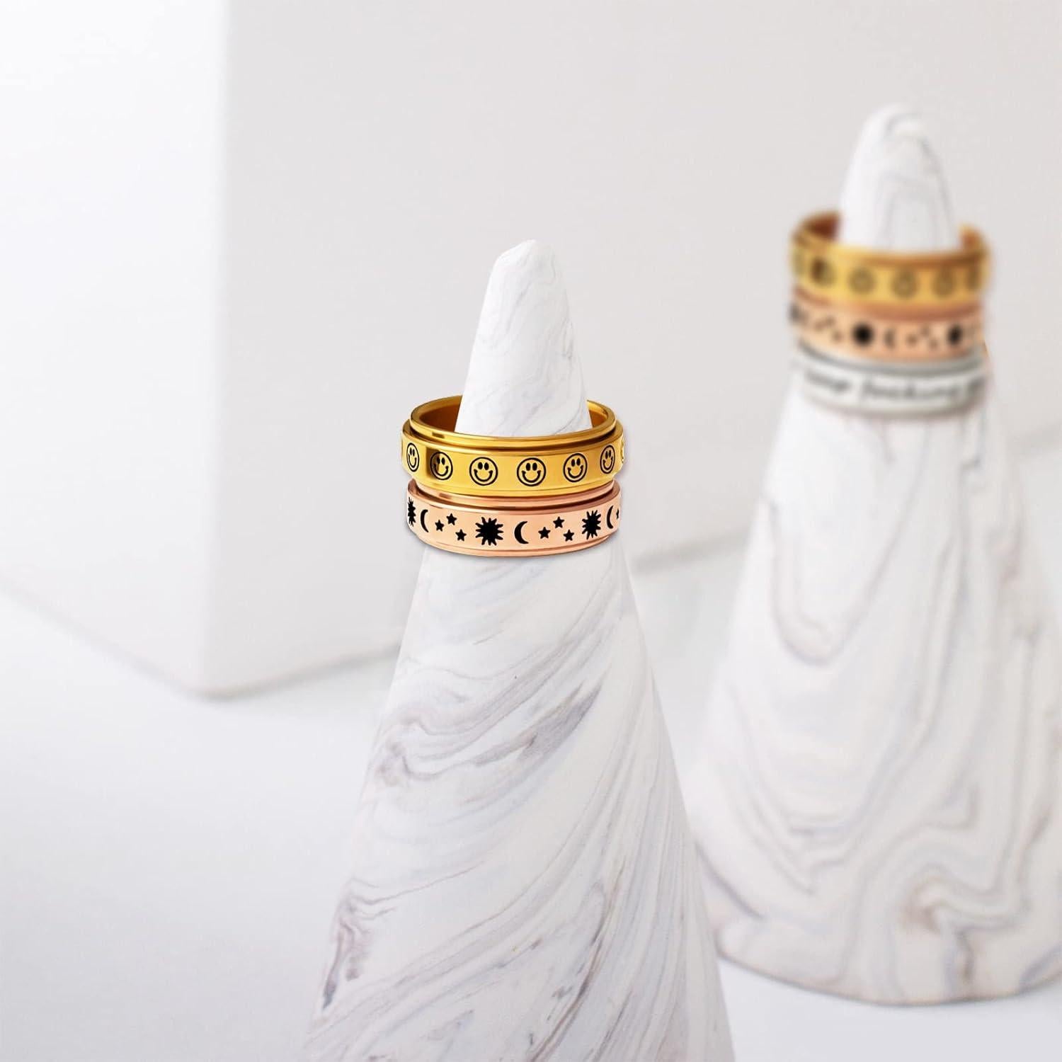 Anillo Fidget Spinner Antiestrés LAOYOU 6mm Acero Inoxidable