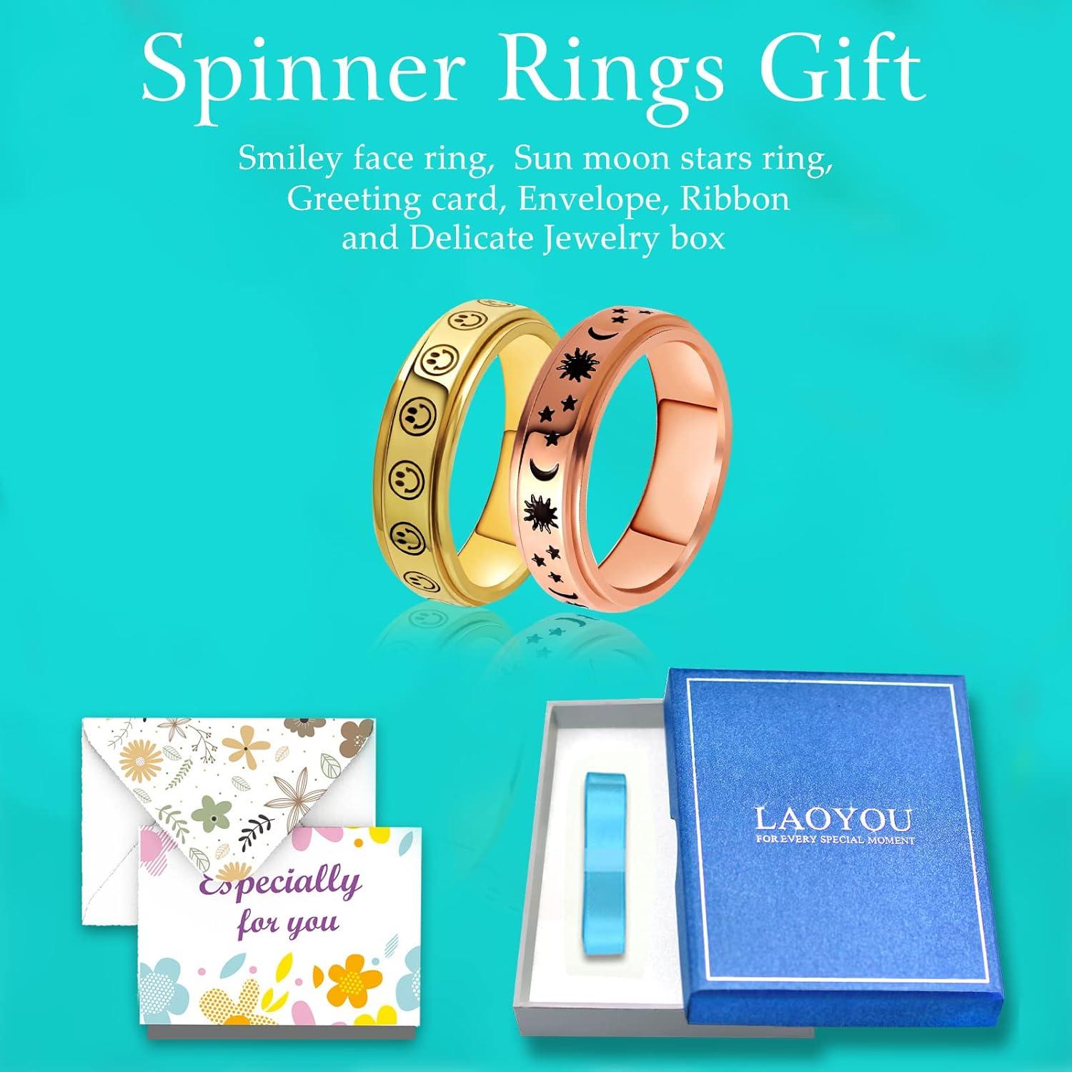 Anillo Fidget Spinner Antiestrés LAOYOU 6mm Acero Inoxidable