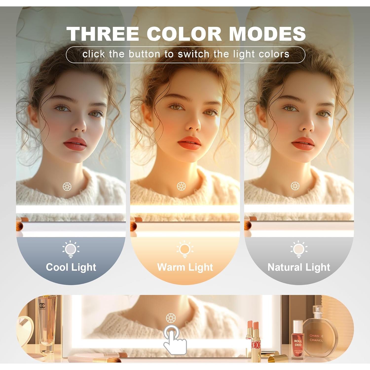 Espejo de tocador Hasipu LED 38.1x30.5cm 10X aumento blanco