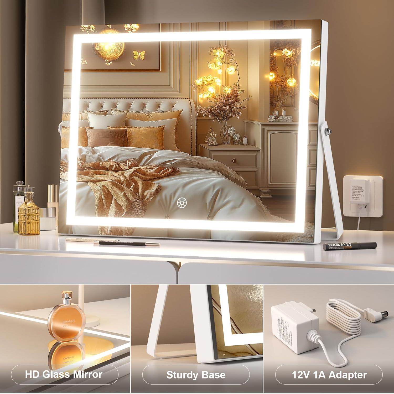 Espejo de tocador Hasipu LED 38.1x30.5cm 10X aumento blanco