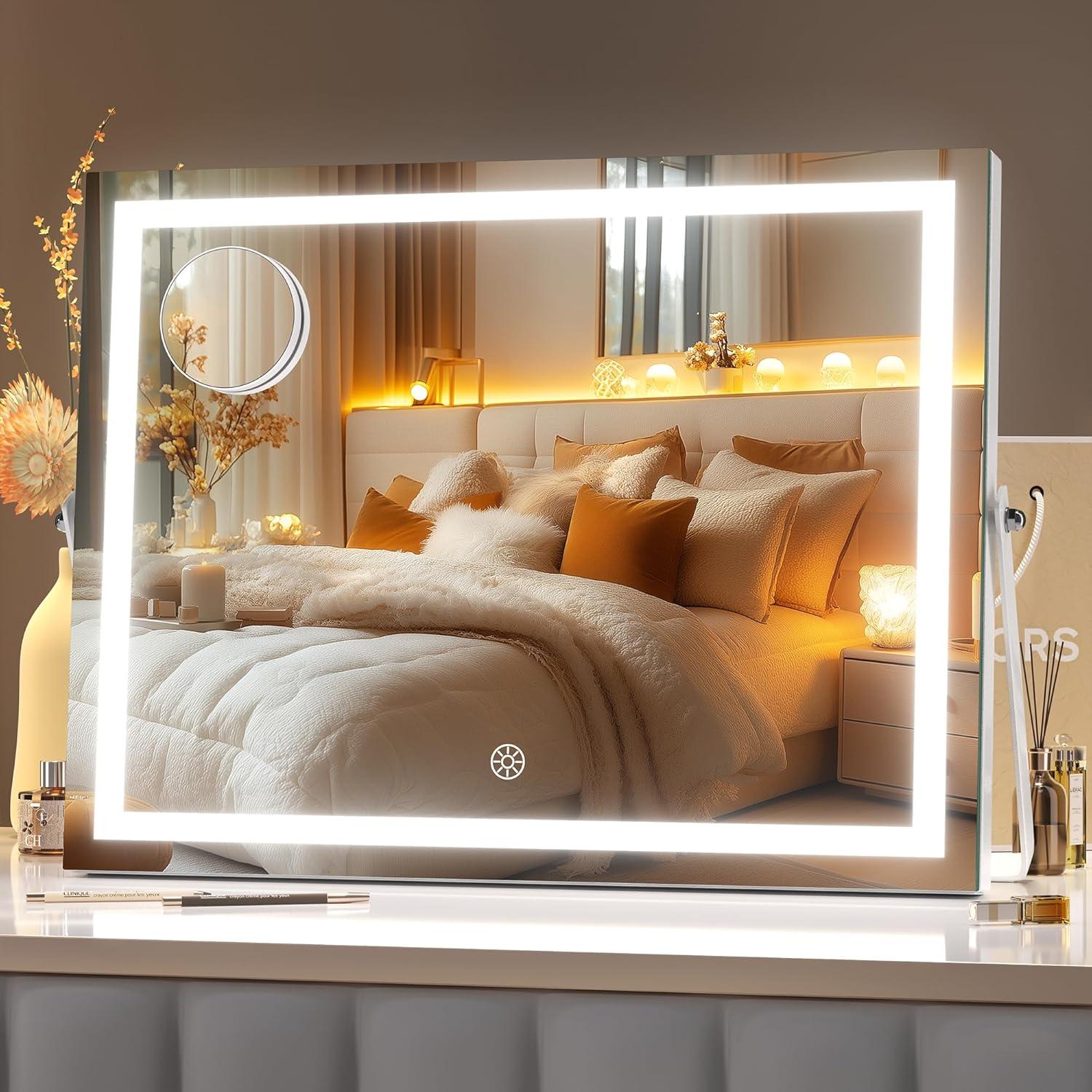 Espejo de tocador Hasipu LED 38.1x30.5cm 10X aumento blanco