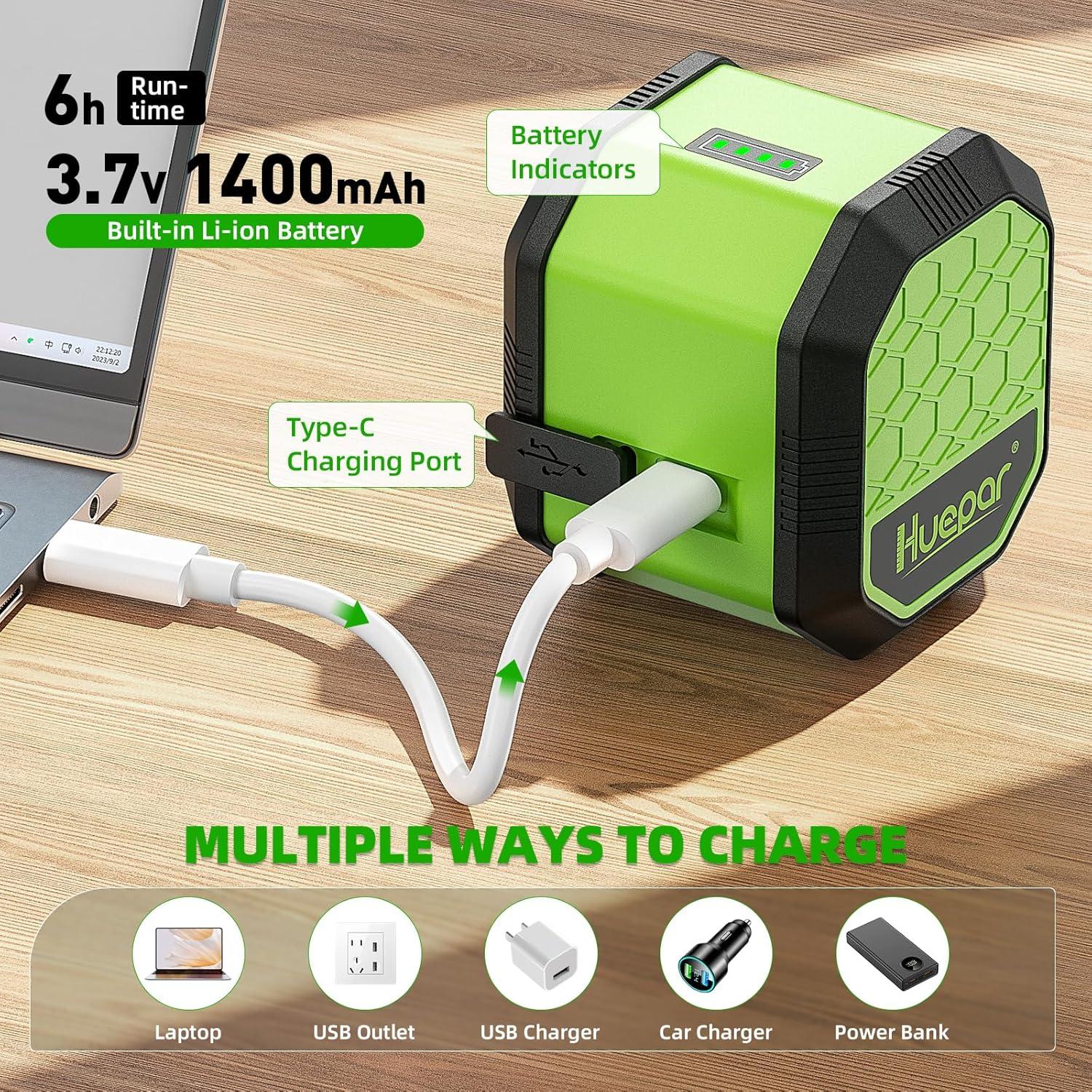 Laser Level, HUEPAR Self leveling Green Cross Line Laser Level 100Ft Accurate Level Laser Tool for DIY Construction & Decoration Indoor Projects, Built-in Li-ion Battery for Longer Working Time