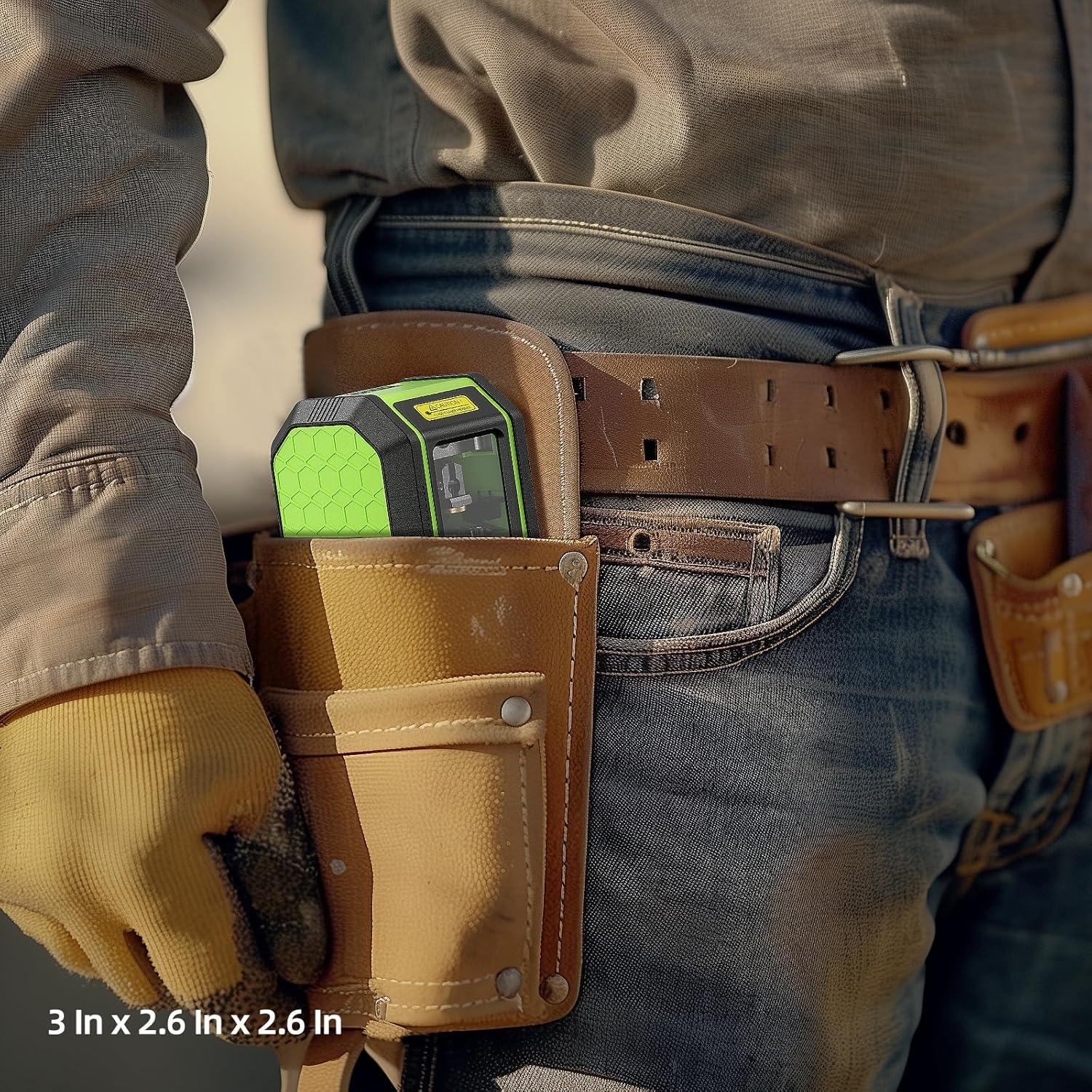 Laser Level, HUEPAR Self leveling Green Cross Line Laser Level 100Ft Accurate Level Laser Tool for DIY Construction & Decoration Indoor Projects, Built-in Li-ion Battery for Longer Working Time