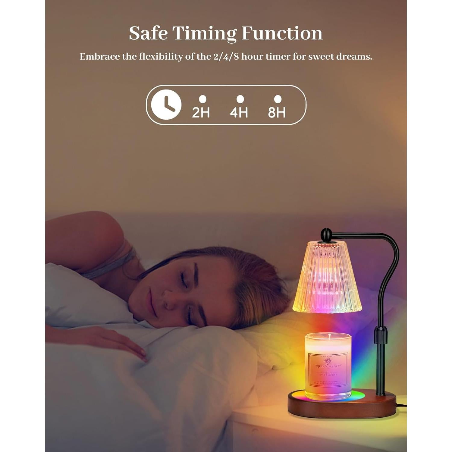 Candle Warmer Lamp with 7 LED Colors Lamp,Candle Warmer with Timer Dimmer Adjustable Height, for Women Mom,Birthday Gifts for Women Mom, Candle Lamp Warmer with 2 Bulbs