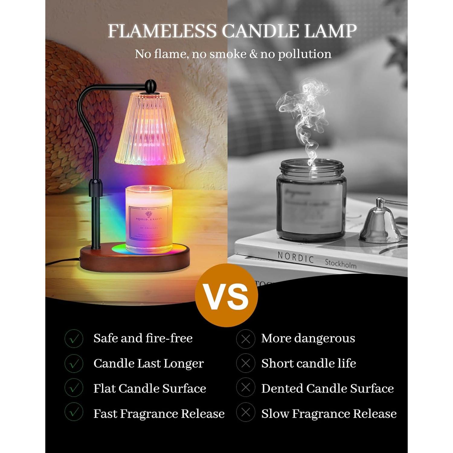 Candle Warmer Lamp with 7 LED Colors Lamp,Candle Warmer with Timer Dimmer Adjustable Height, for Women Mom,Birthday Gifts for Women Mom, Candle Lamp Warmer with 2 Bulbs