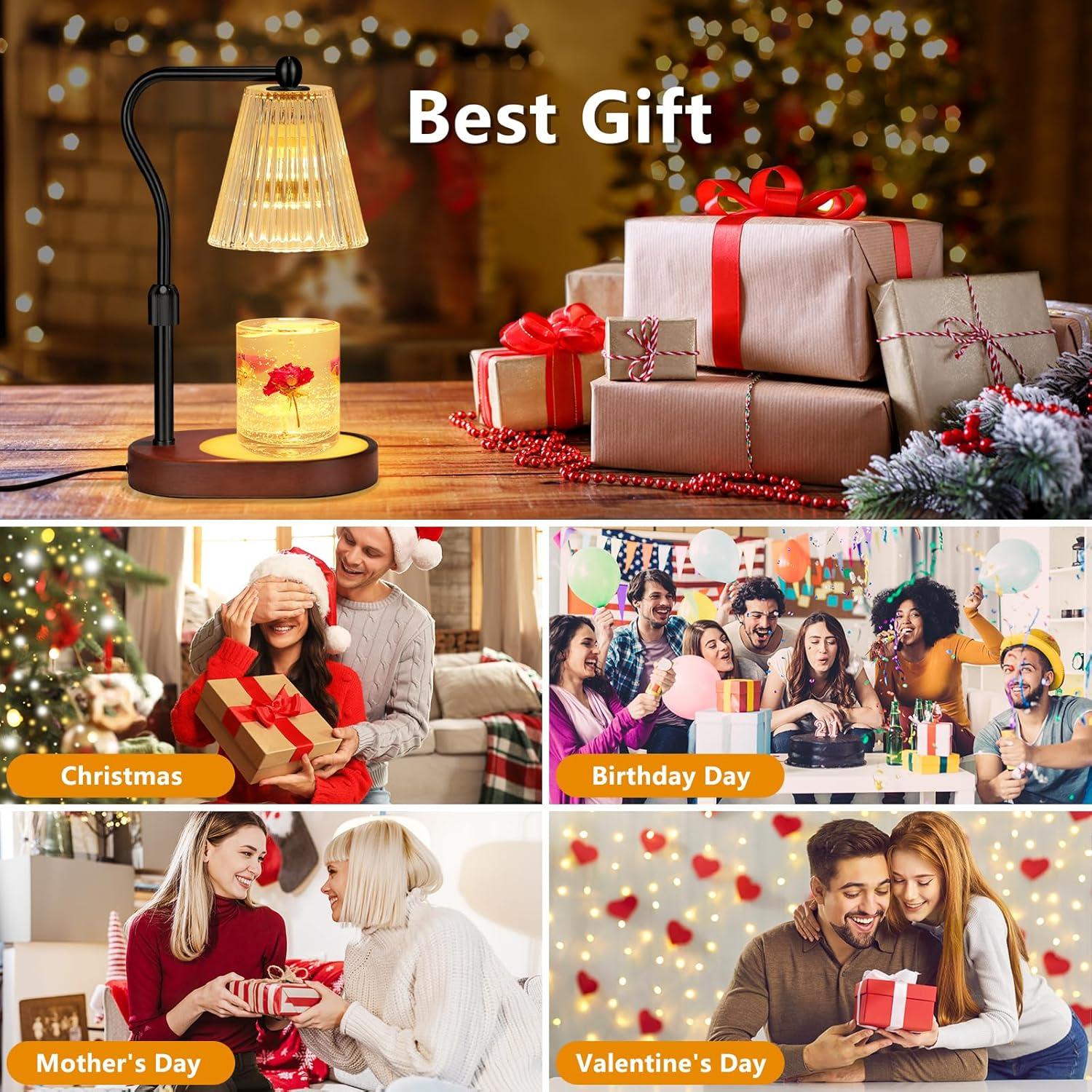 Candle Warmer Lamp with 7 LED Colors Lamp,Candle Warmer with Timer Dimmer Adjustable Height, for Women Mom,Birthday Gifts for Women Mom, Candle Lamp Warmer with 2 Bulbs