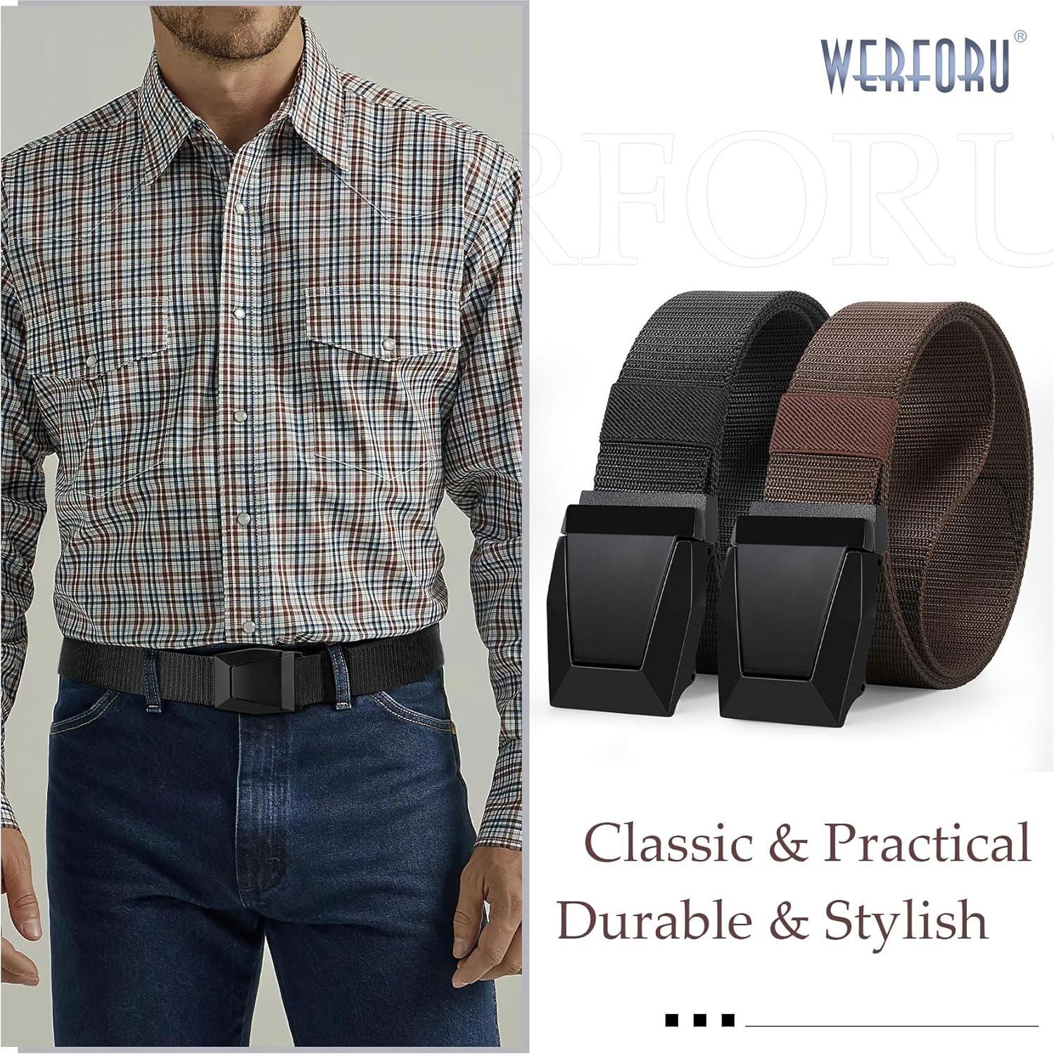 Cinturón Táctico Nylon WERFORU 2 Pack Ajustable 44 cm