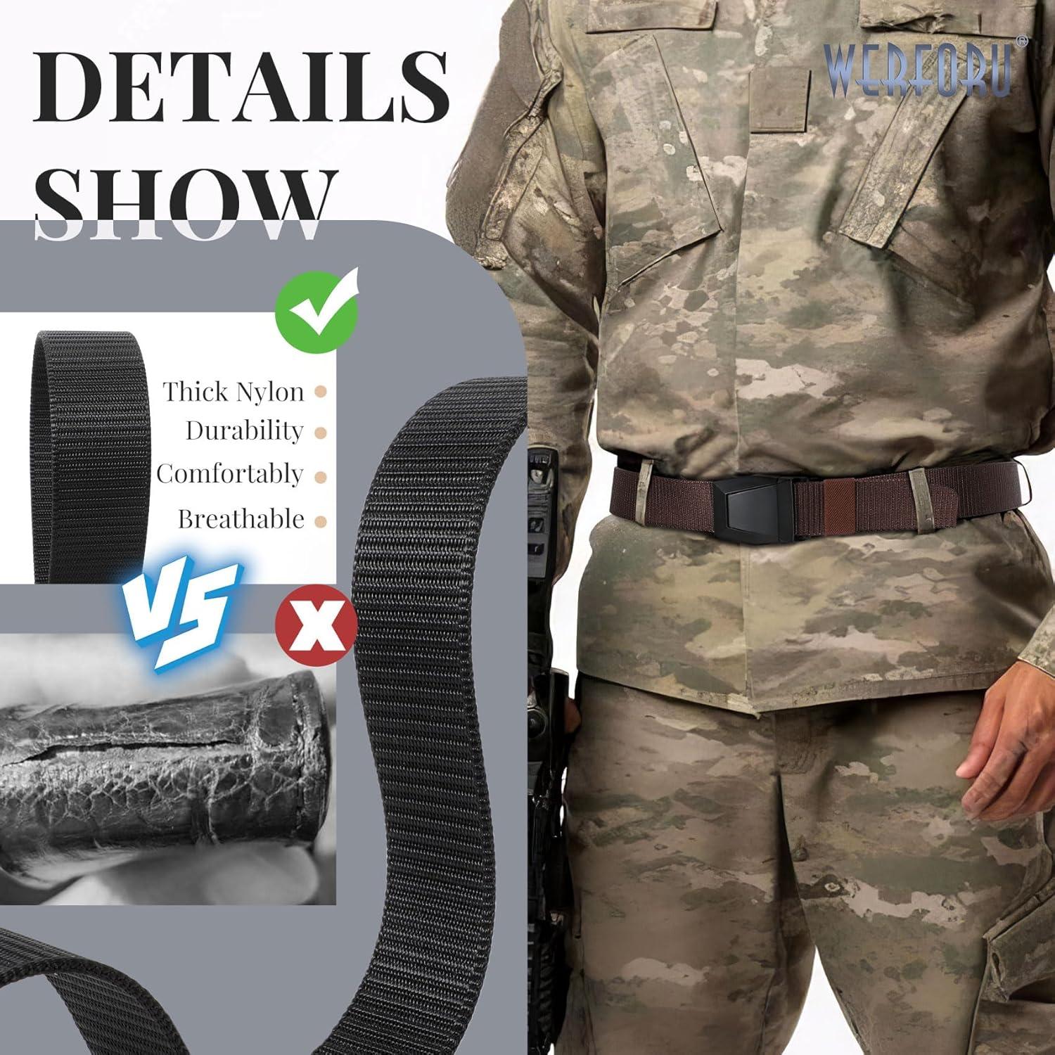 Cinturón Táctico Nylon WERFORU 2 Pack Ajustable 44 cm