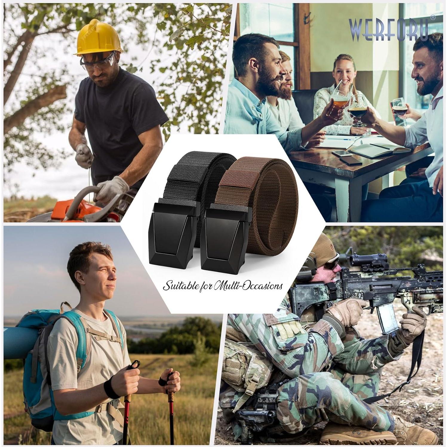 Cinturón Táctico Nylon WERFORU 2 Pack Ajustable 44 cm