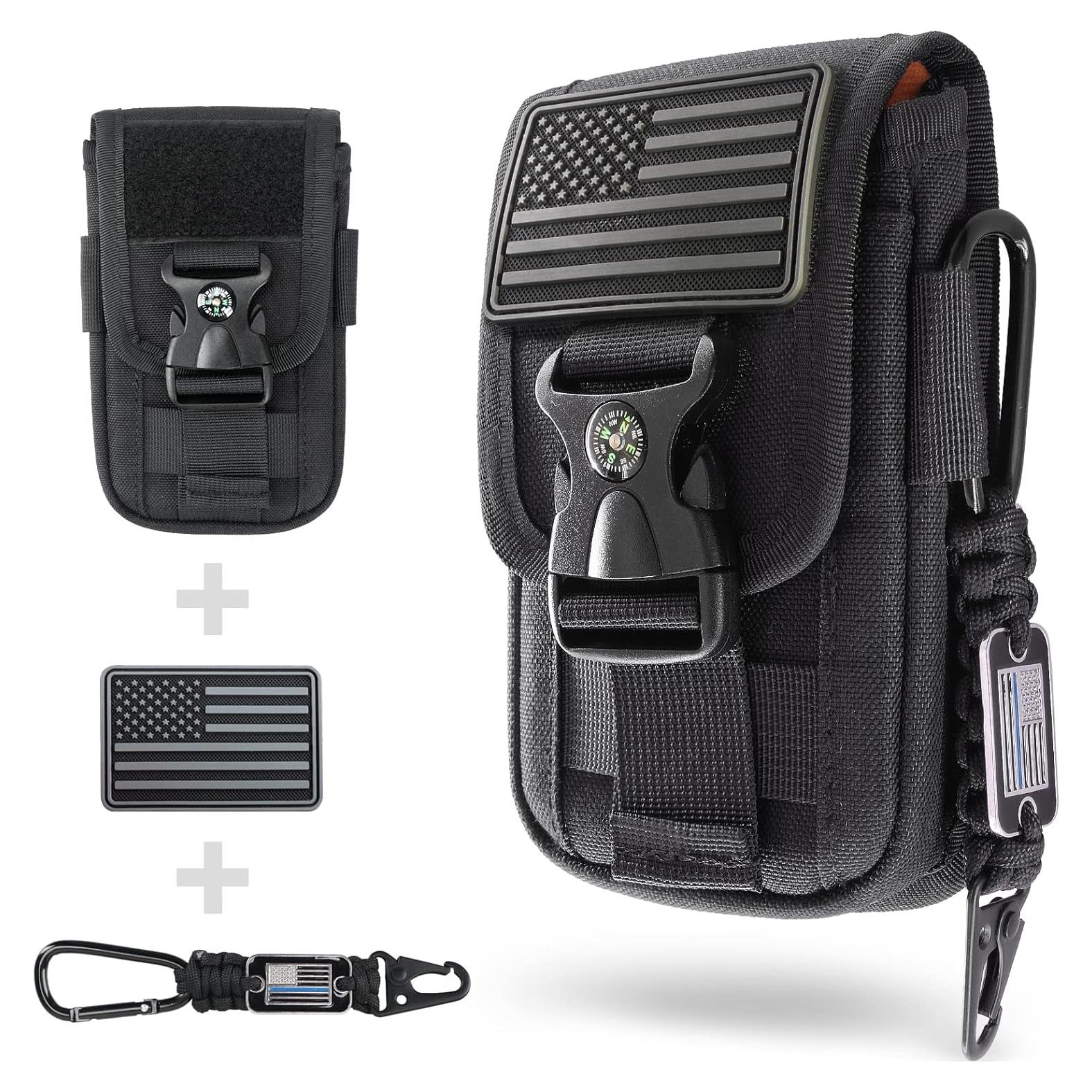 Funda táctica WYNEX Molle para teléfono móvil negra