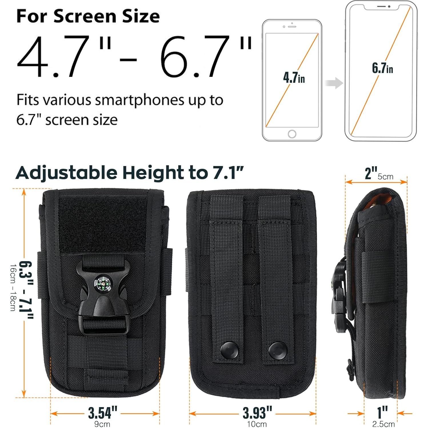 Funda táctica WYNEX Molle para teléfono móvil negra
