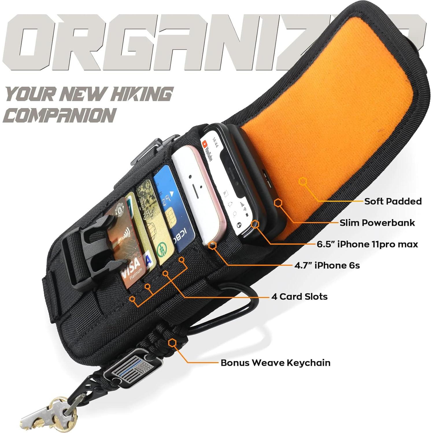 Funda táctica WYNEX Molle para teléfono móvil negra