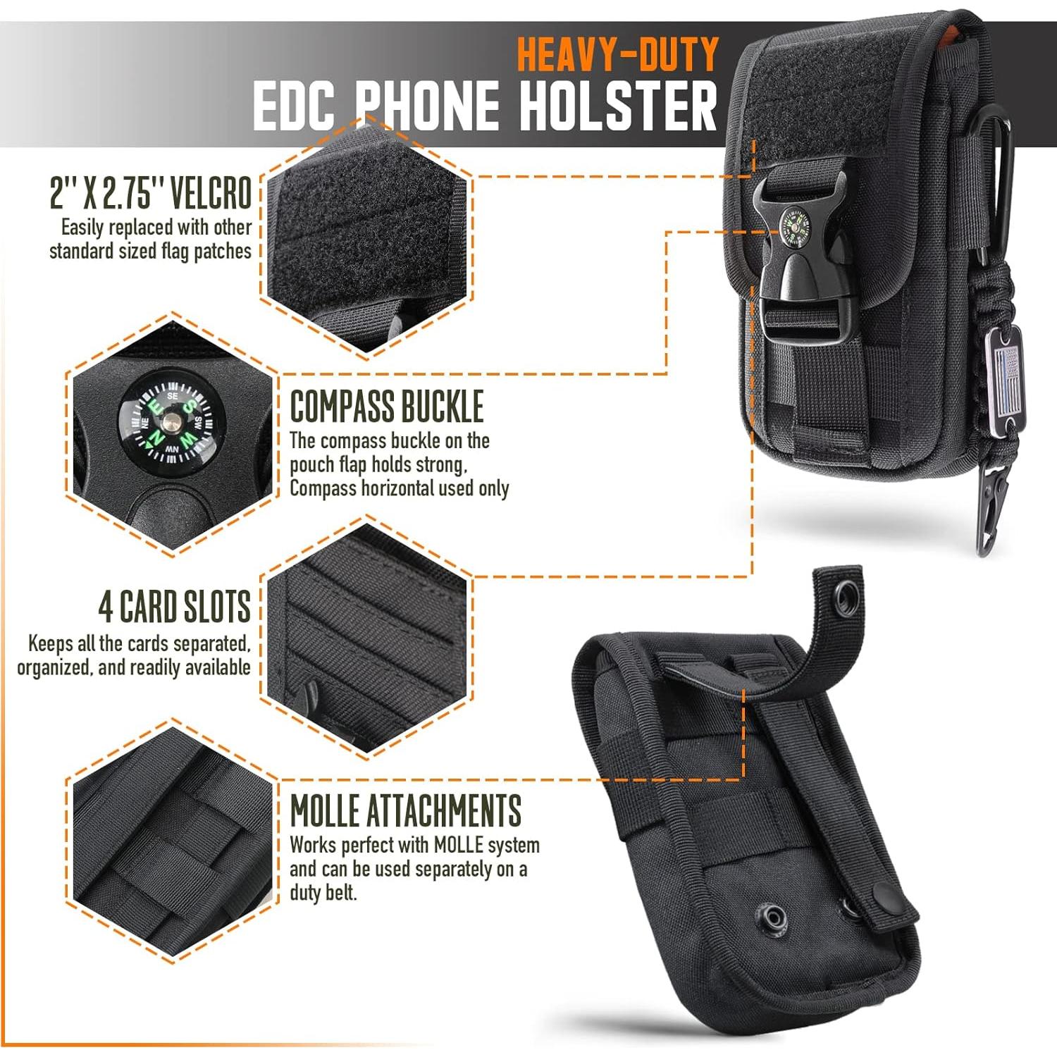 Funda táctica WYNEX Molle para teléfono móvil negra