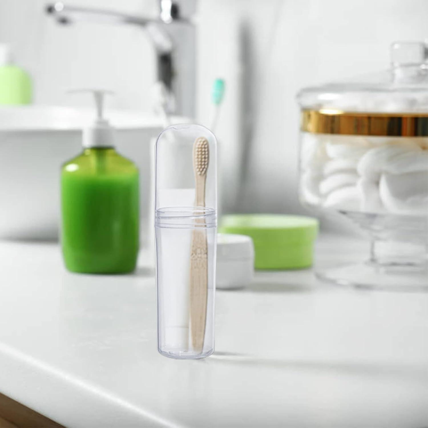 Yeeco Clear Toothbrush Case, 2 Packs Toothbrush Travel Case, Plastic Toothbrush Holder Travel, 7.9”×2” Portable Toothbrush Case for Traveling