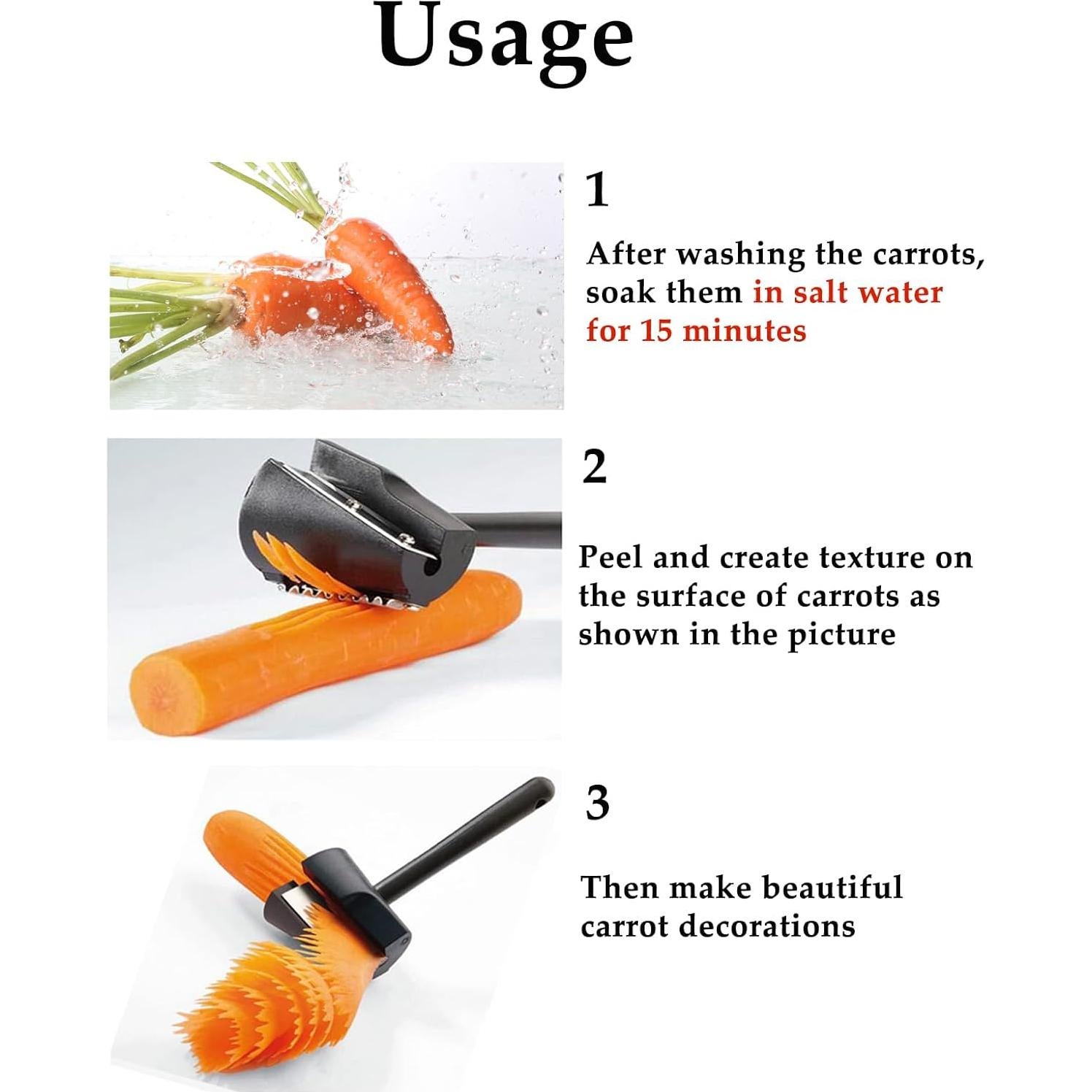 Carrot Curler and Peeler, Black Carrot Spiral Shred Slicer Root Vegetables Fruits Slicer Sharpener Garnishing Tool (Plastic)