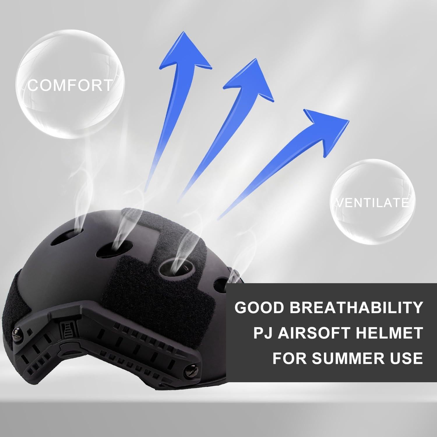 Casco Táctico Booiu Rápido Airsoft PJ Negro 55-60 cm