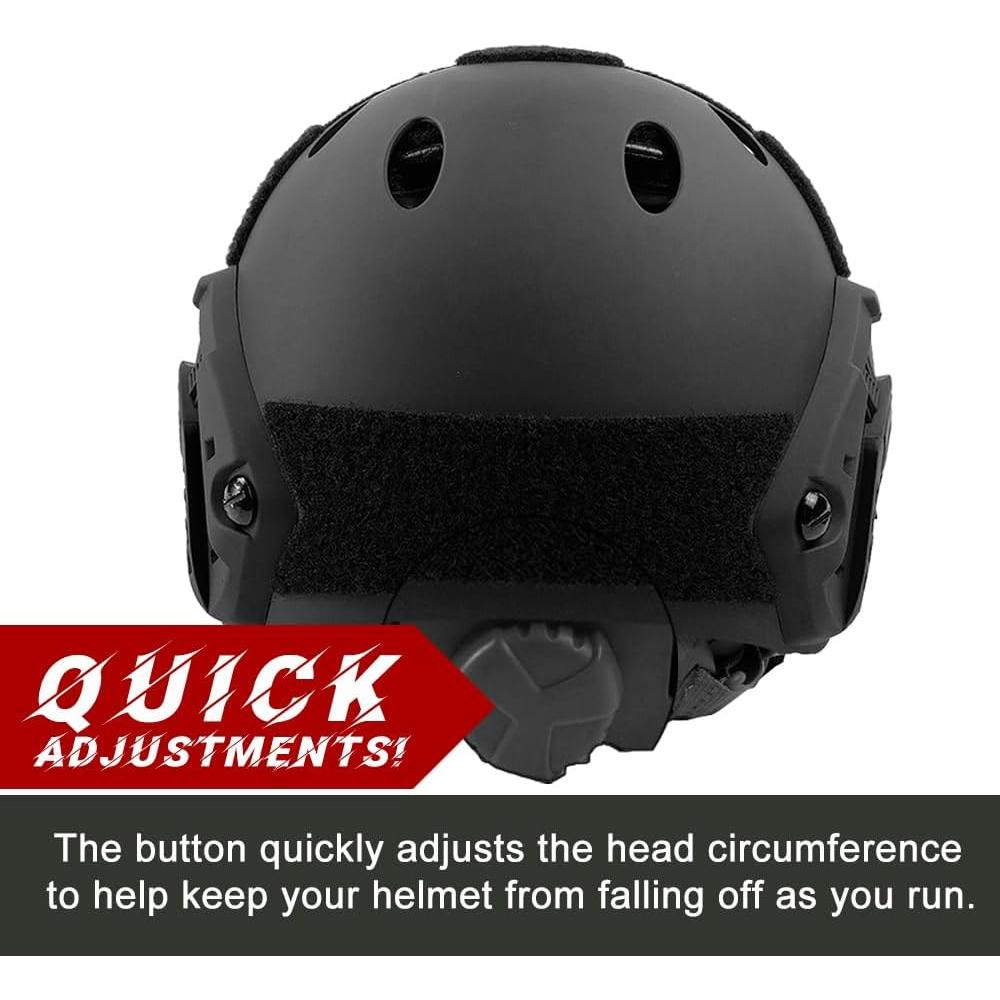 Casco Táctico Booiu Rápido Airsoft PJ Negro 55-60 cm