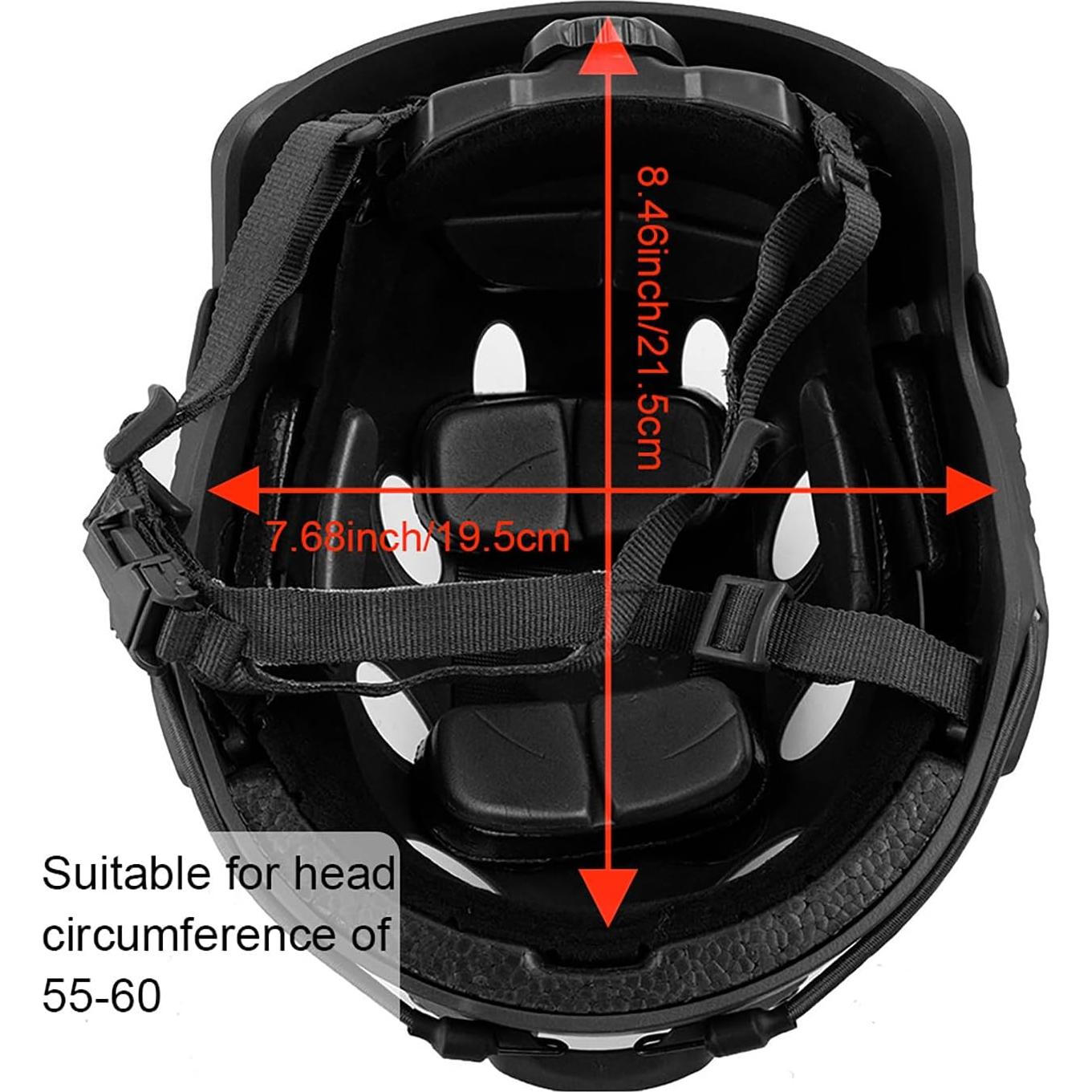 Casco Táctico Booiu Rápido Airsoft PJ Negro 55-60 cm