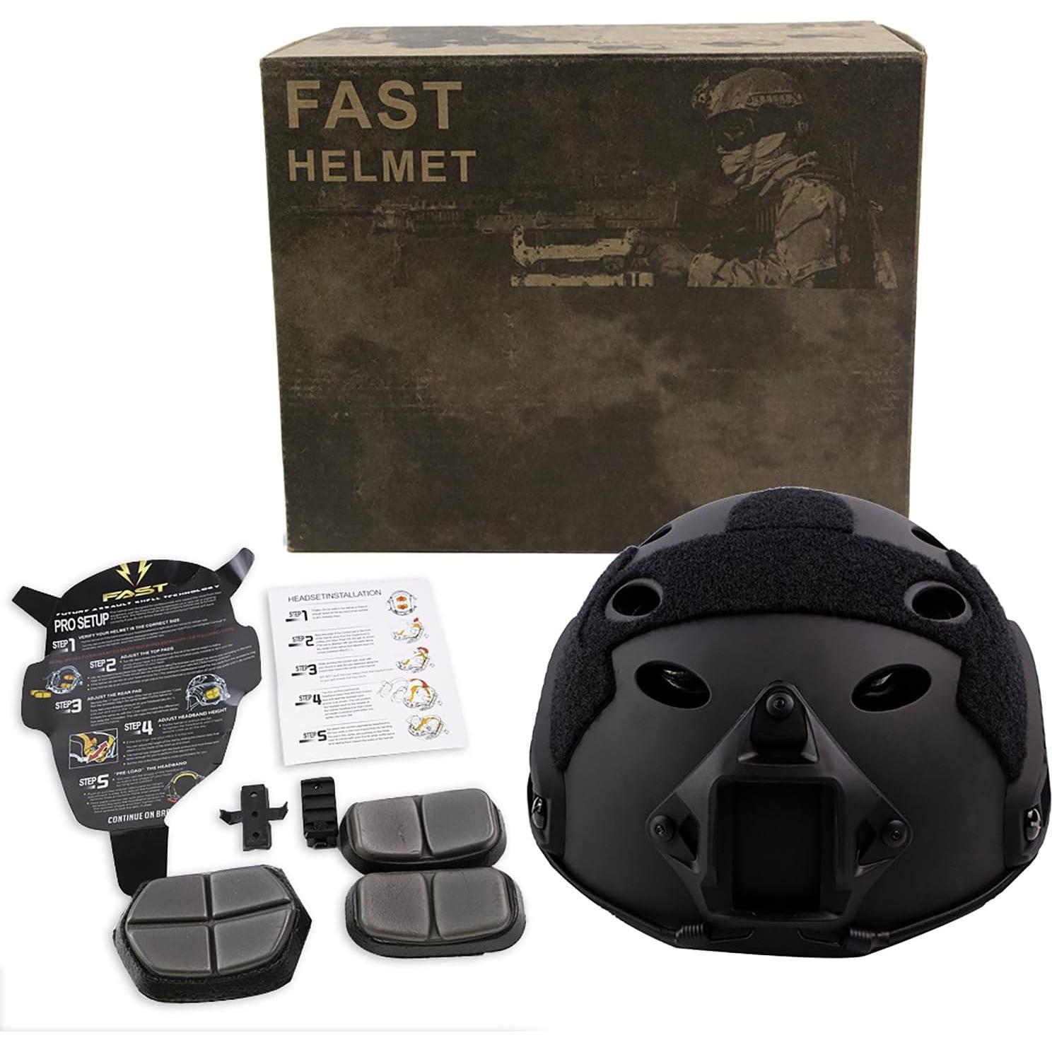 Casco Táctico Booiu Rápido Airsoft PJ Negro 55-60 cm