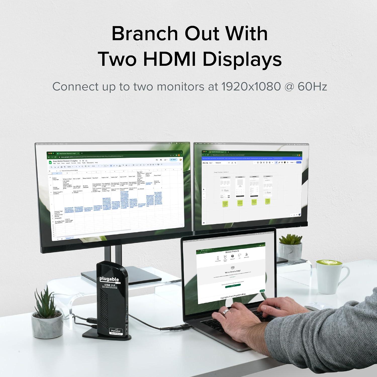 Estación Acoplamiento Plugable UD-3900 HDMI Doble Monitor