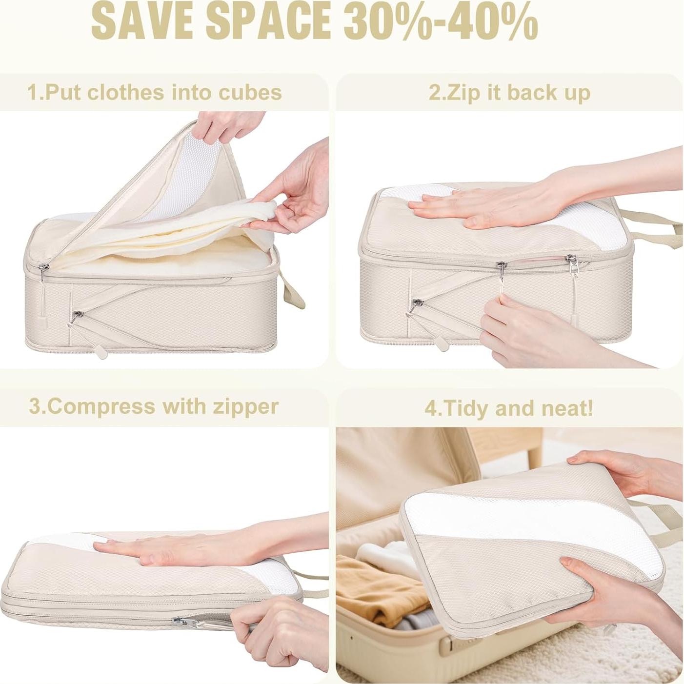 Set de 8 Cubos de Compresión Attmu para Empacar - Negro