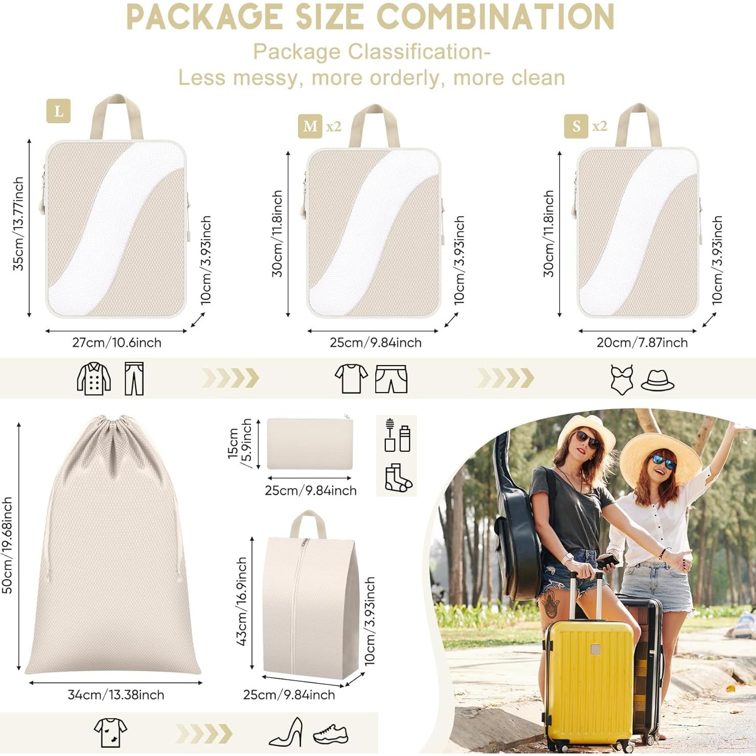 Set de 8 Cubos de Compresión Attmu para Empacar - Negro