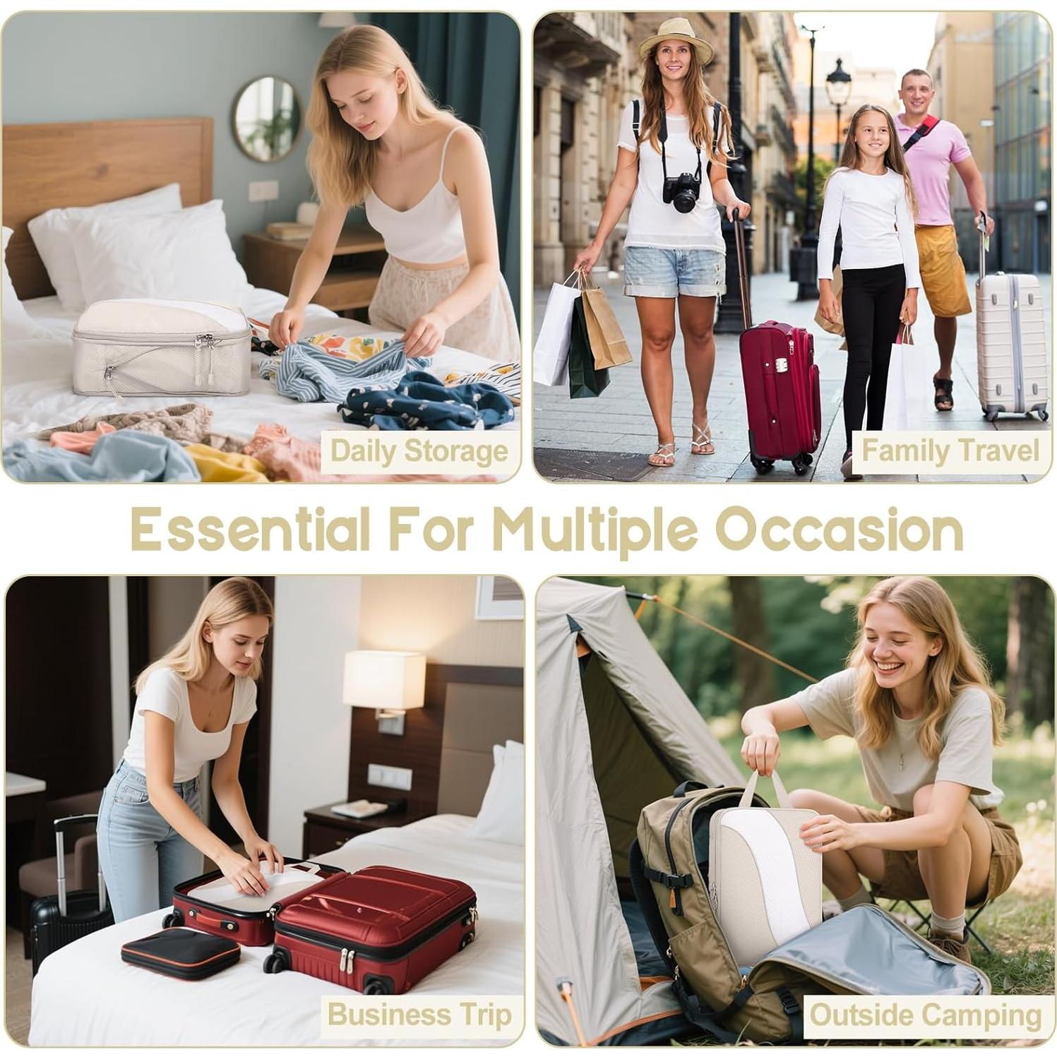 Set de 8 Cubos de Compresión Attmu para Empacar - Negro