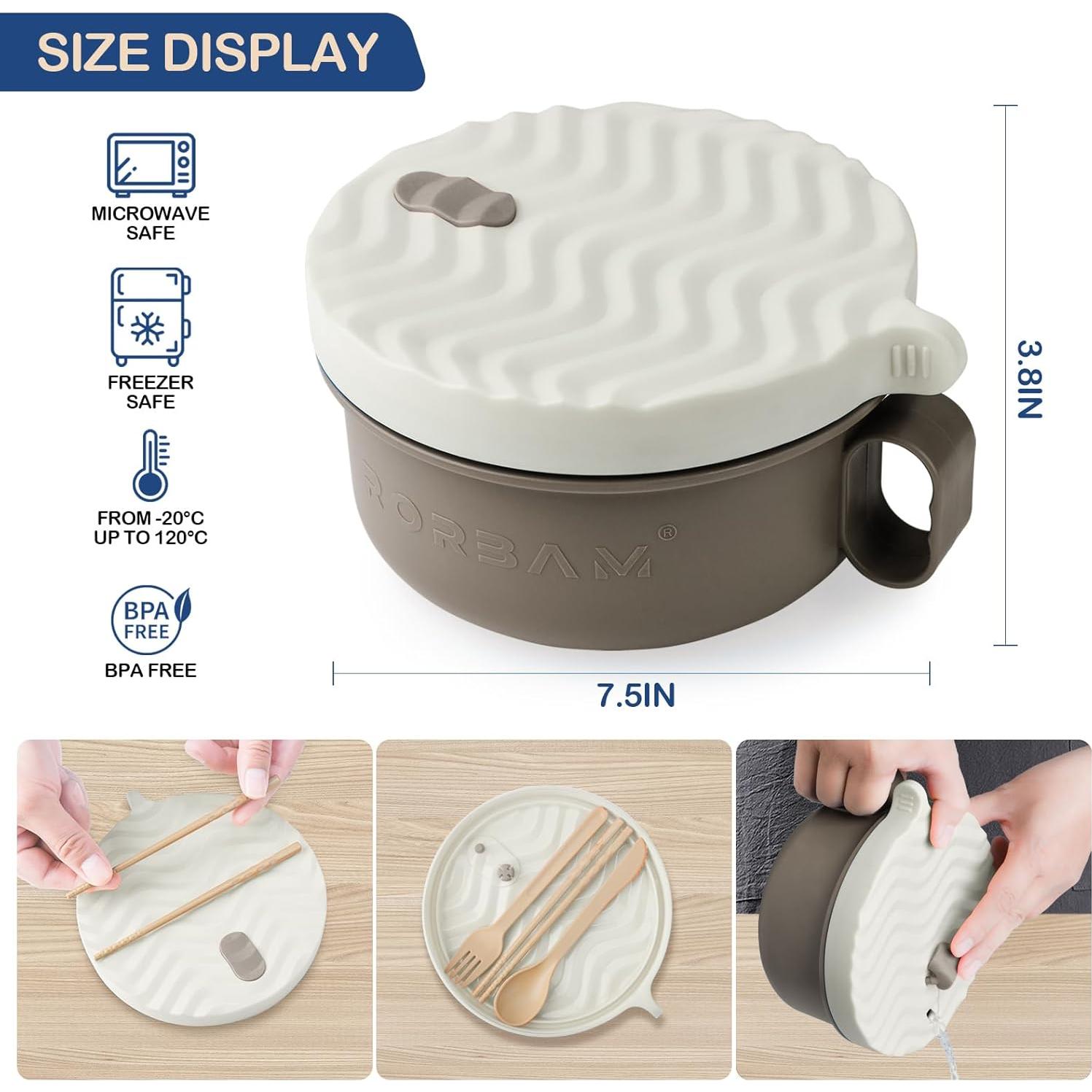 Tazón de Ramen RORBAM 1.42 L Microondas Beige Libre BPA