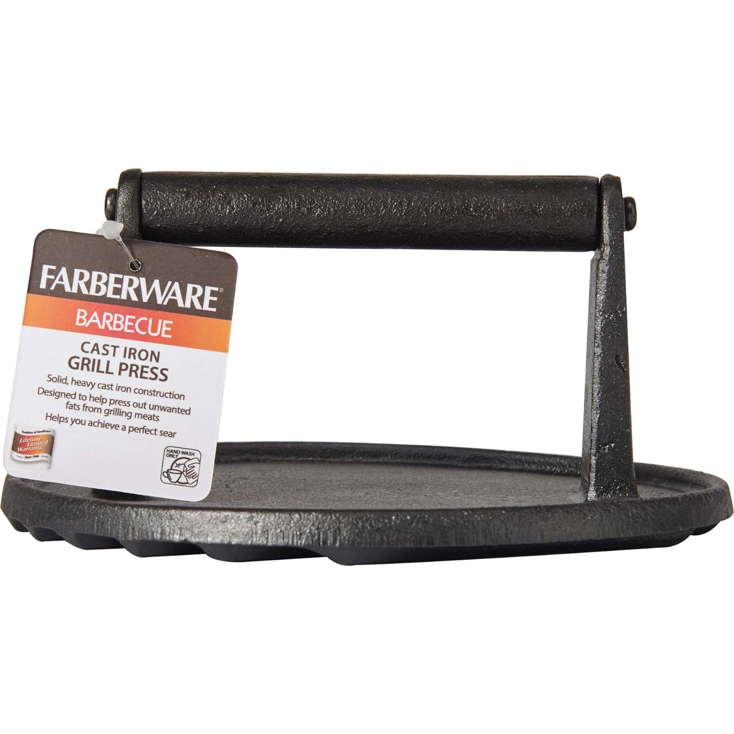 Farberware 5275077 Barbecue Cast Iron Grill Press, Black