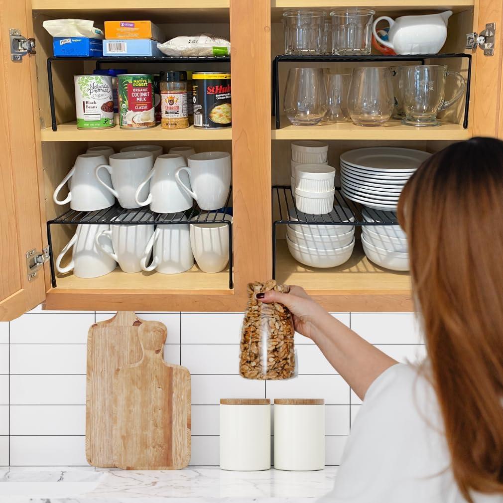 Organizador de Estante de Alambre Evelots - Juego de 4 - Negro