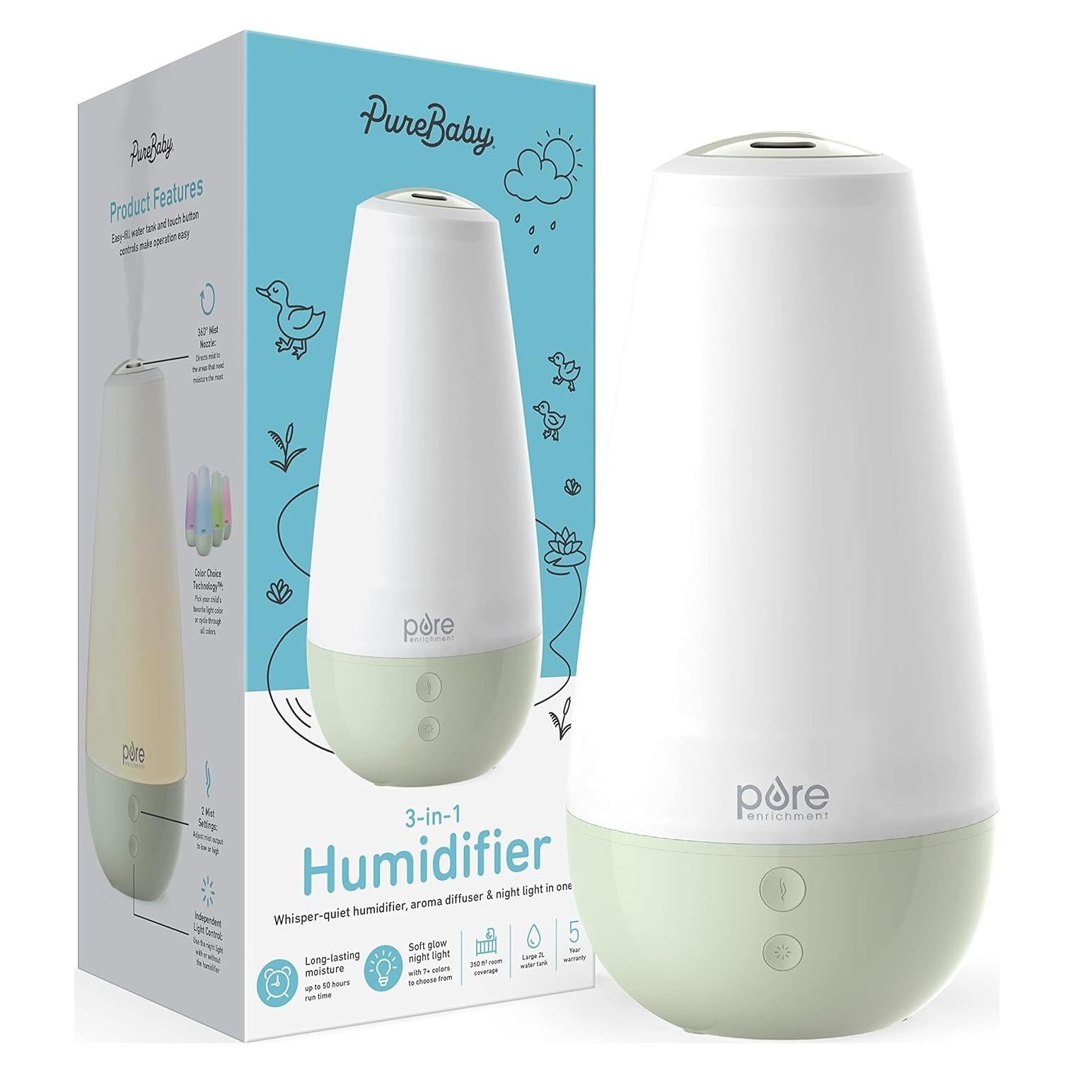 Humidificador 3-en-1 PureBaby Pure Enrichment Verde 2L