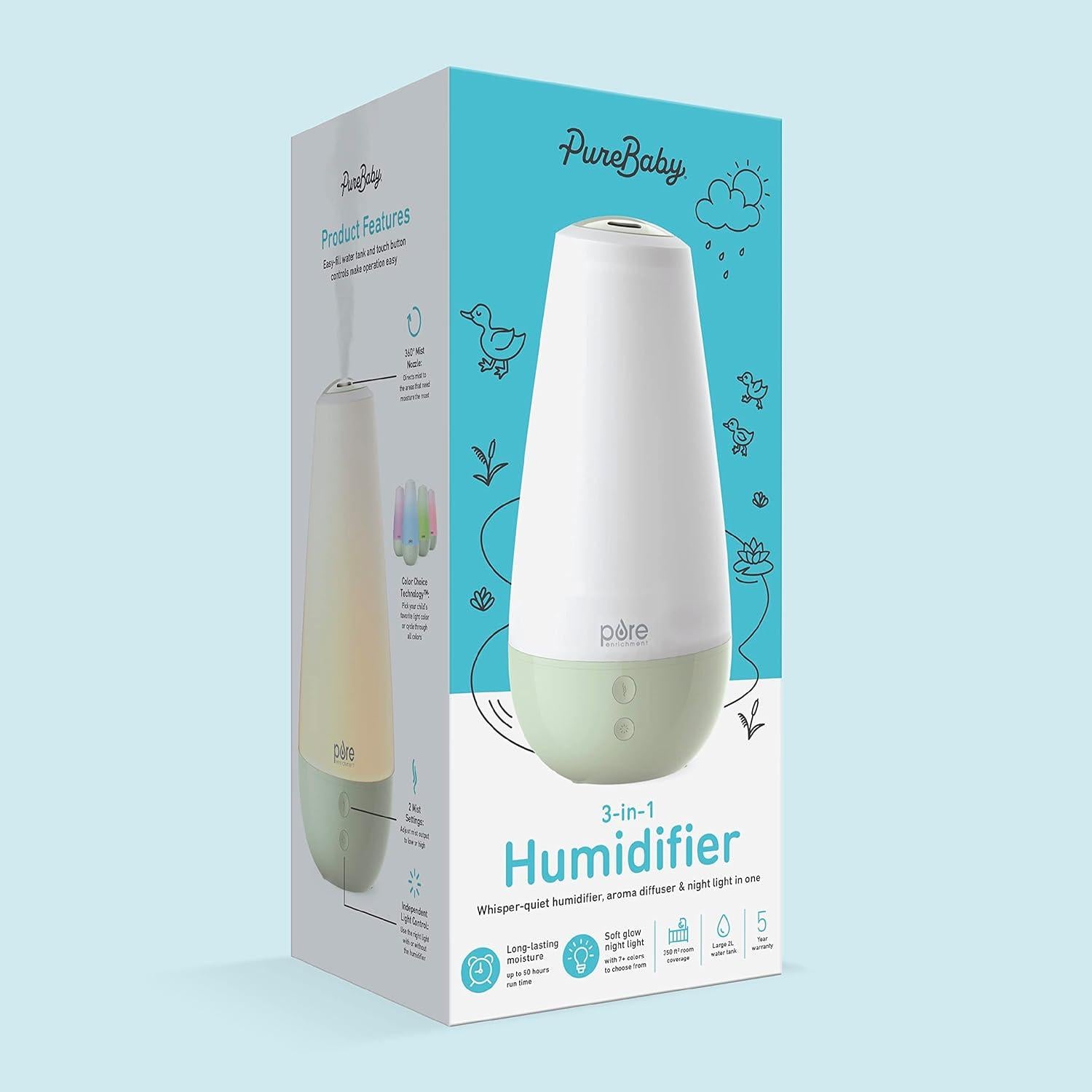 Humidificador 3-en-1 PureBaby Pure Enrichment Verde 2L